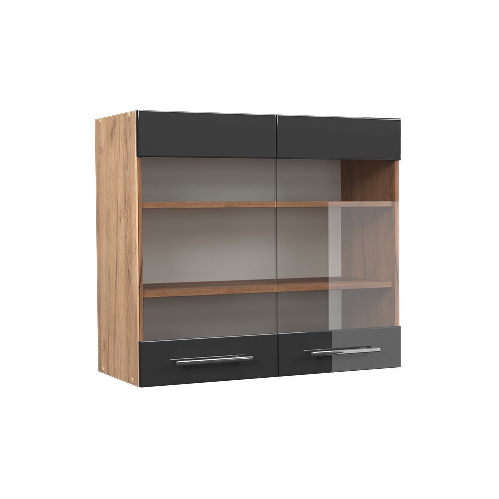 Vicco Glashängeschrank Fame-Line, Anthrazit Hochglanz/Goldkraft Eiche, günstig online kaufen