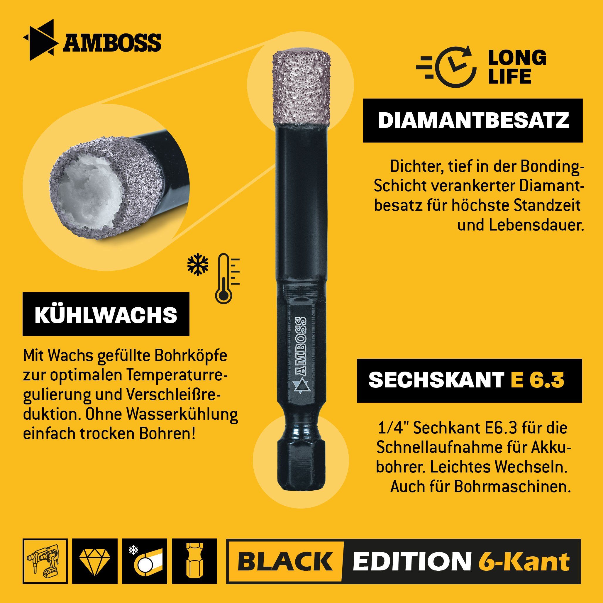 Amboss mm Amboss Ø Bohrer Edition 10 Diamant Black mm, Werkzeuge 10 Lochsäge