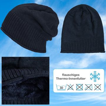 compagno Strickmütze (1-St) Gefütterte Wintermütze Herren Damen Mütze Beanie Haube Strickmütze