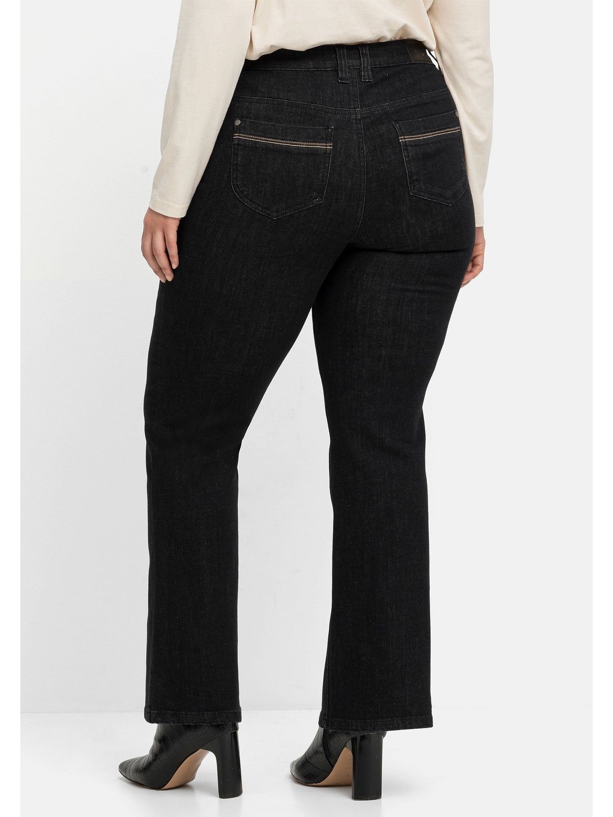 Outlet-Schnäppchenkauf Sheego Bootcut-Jeans Kontrast-Stickerei, Große mit extralang Größen