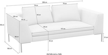 FLEXLUX 2,5-Sitzer Loano, modernes Sofa, frei im Raum stellbar, lose Kissen, Kaltschaum im Sitz