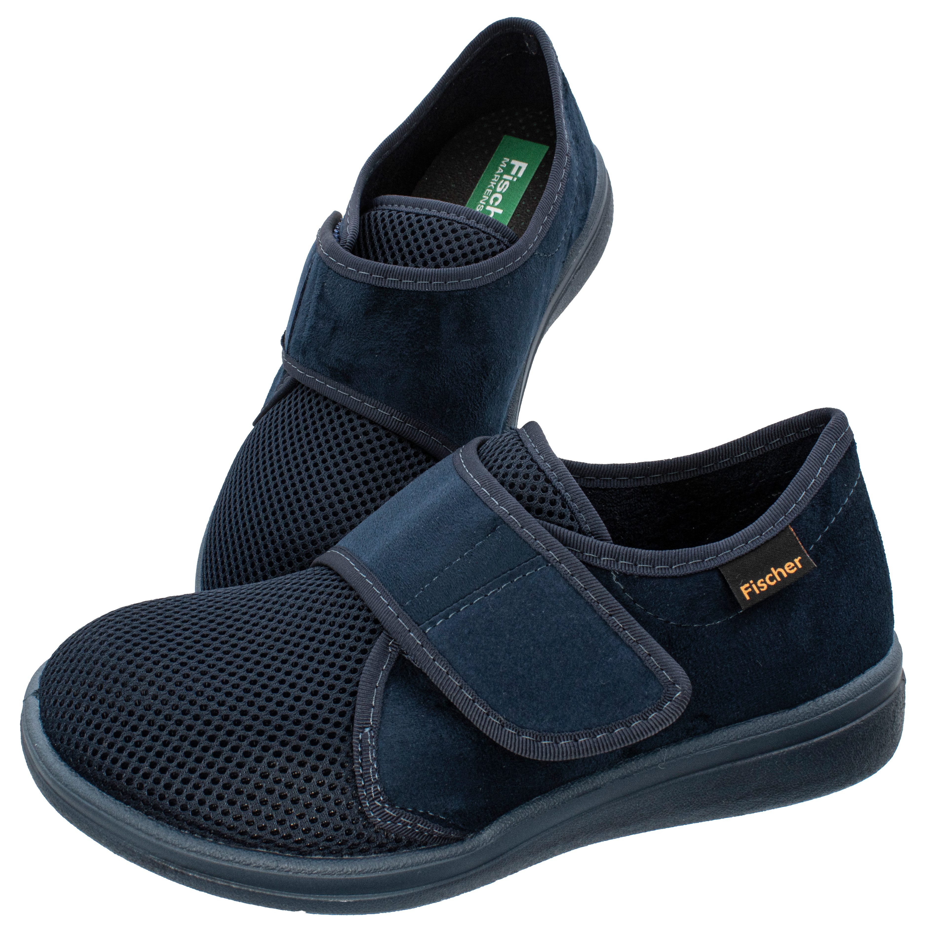 Fischer-Markenschuh Bad Wiessee Hausschuh aus Mesh/Velour, Frotteefutter, Einlegesohle herausnehmbar, Weite L