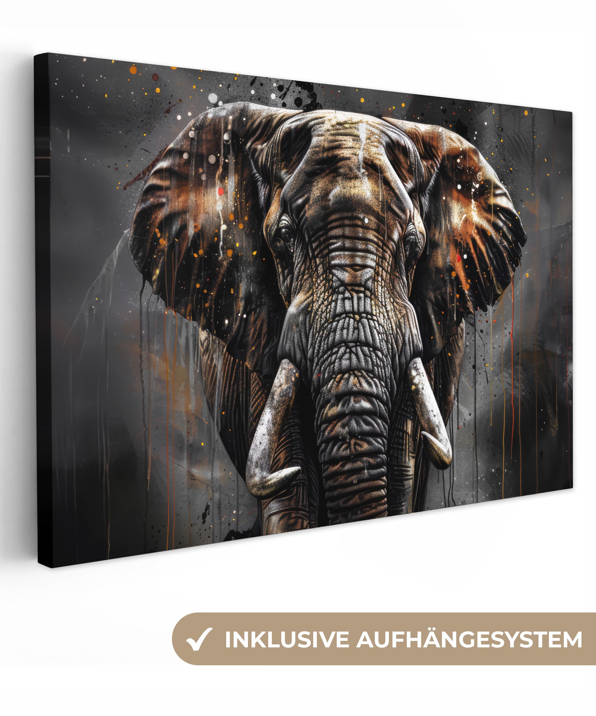 OneMillionCanvasses® Leinwandbild Elefant - Aquarell - Wildtiere - Luxus, F günstig online kaufen