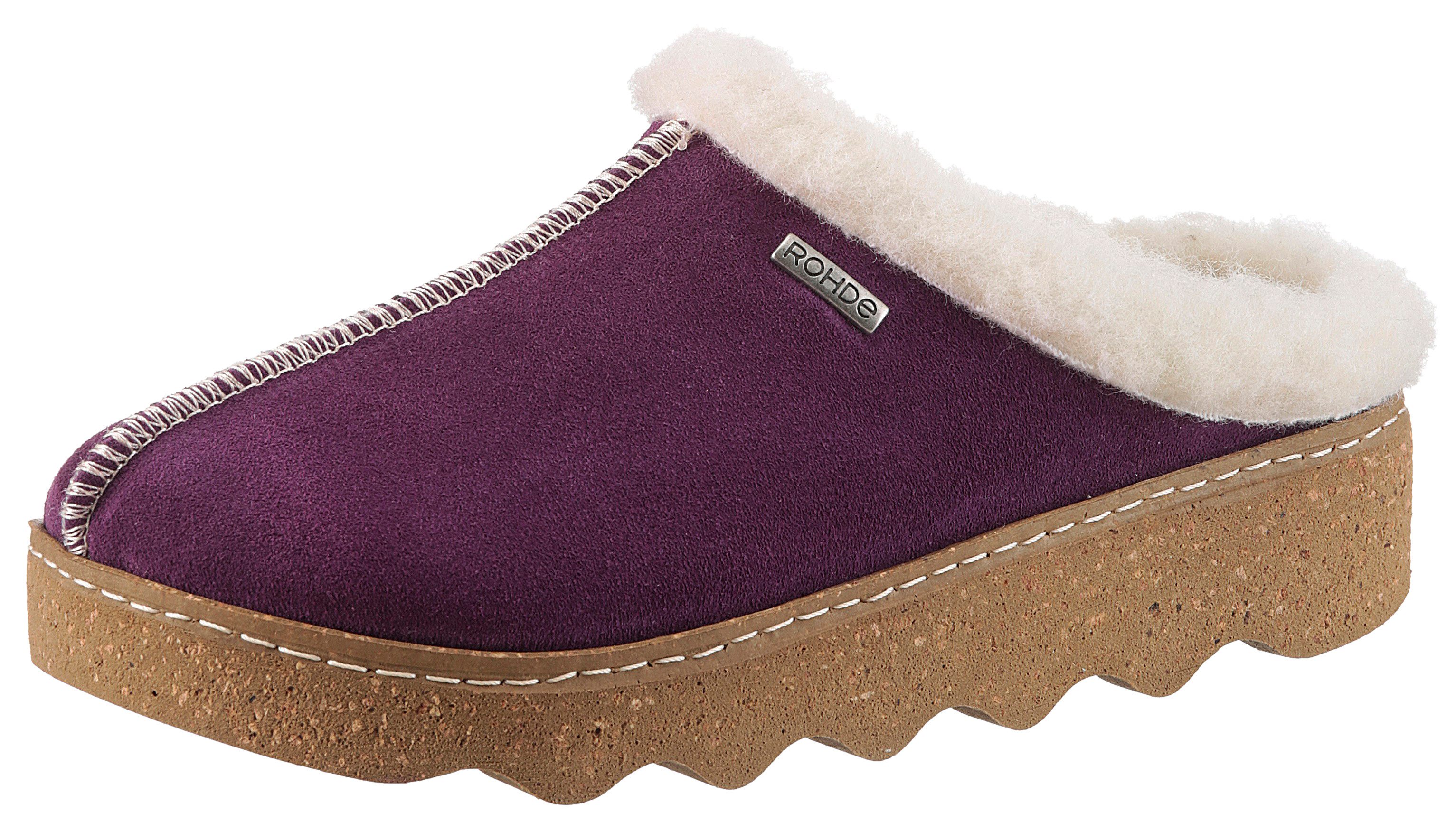 Rohde FOGGIA-D Pantoffel Hausschuh, Clog mit herausnehmbarer Innensohle aus Lammwolle