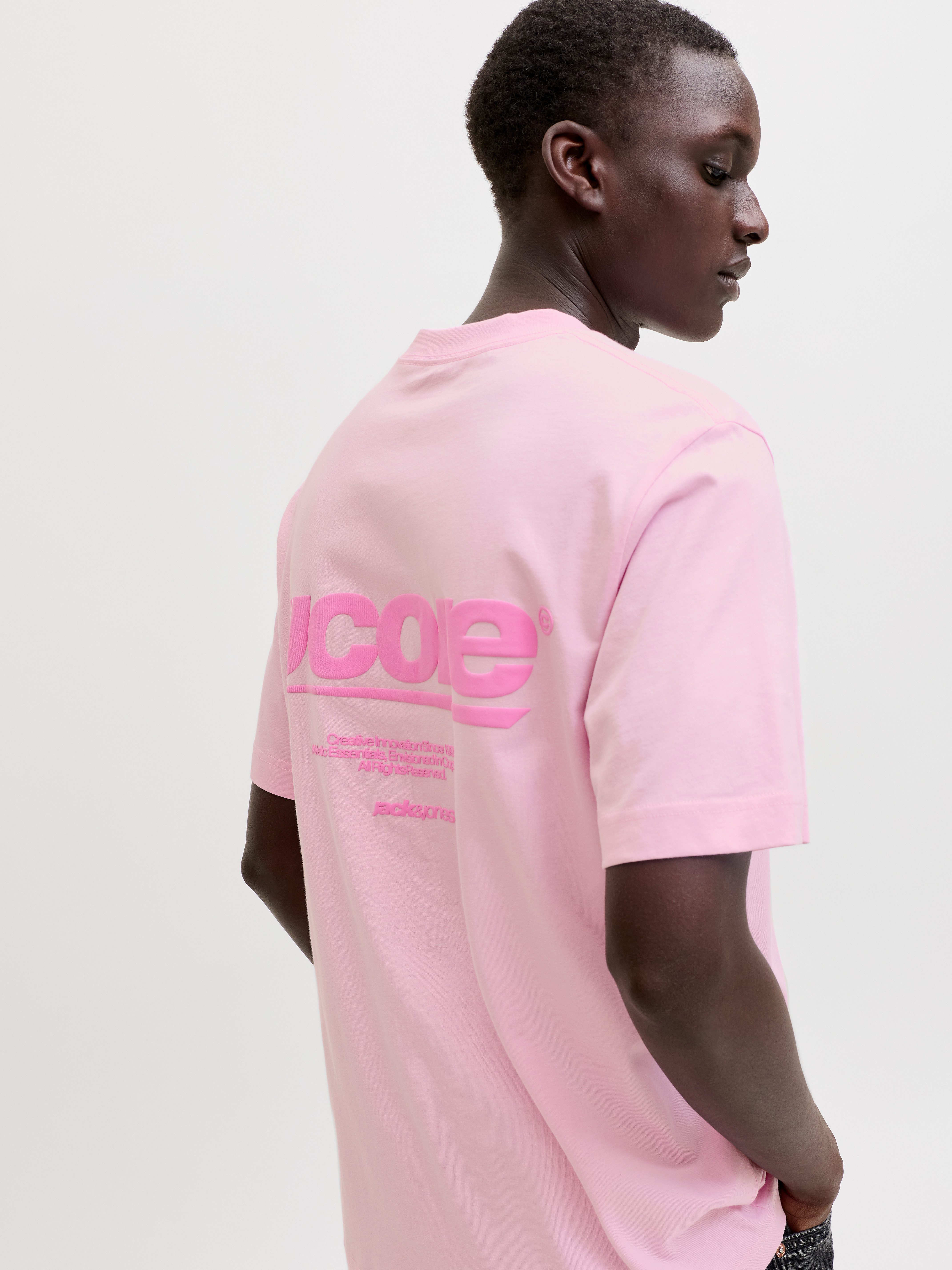 Jack & Jones T-Shirt JCOCLUB BACK TEXT PRNT TEE SS CREW SN mit Print