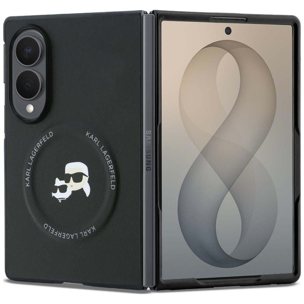 KARL LAGERFELD Handyhülle Galaxy Z Fold 8 MagSafe Kunstleder schwarz Logo Figuren 7,6 Zoll, Kantenschutz