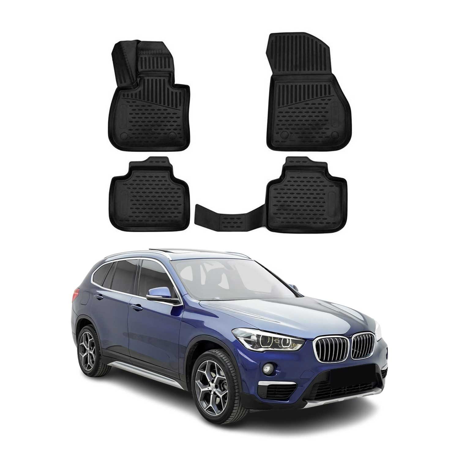 OMAC Auto-Fußmatten für BMW X1 F48 2015-2022 Schwarz 4 tlg TPE (4 St), für BMW X1 F48 2015-2022 BMW X1 F48 2015-2022, Antirutsch,Wasserfest,Einfache Installation