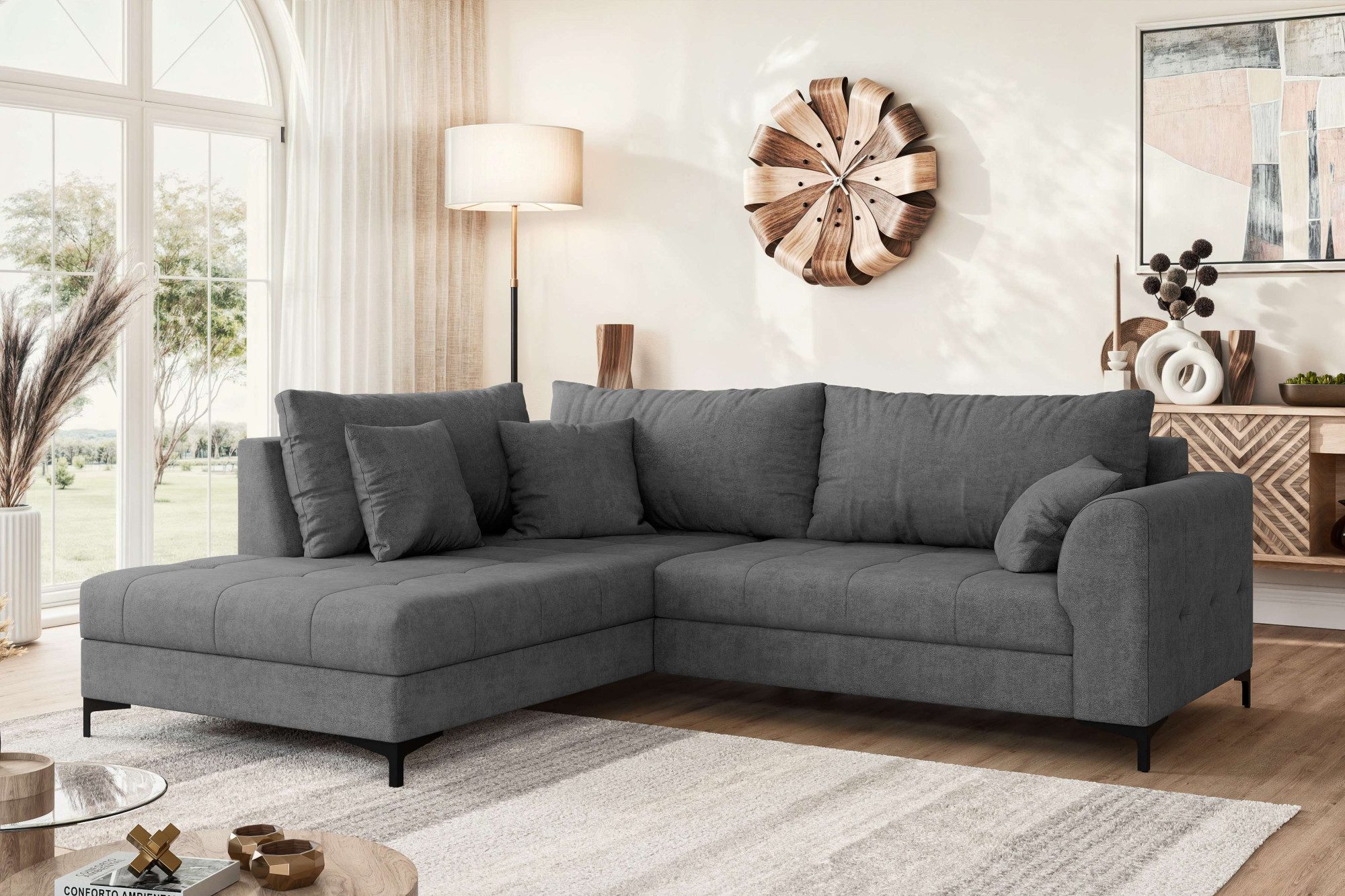 OTTO home Ecksofa LEEVKE Design-Sofa mit Ottomane rechts/links bestellbar, Breite 232 cm, in vielen modernen Farben erhältlich, belastbar bis 480 kg
