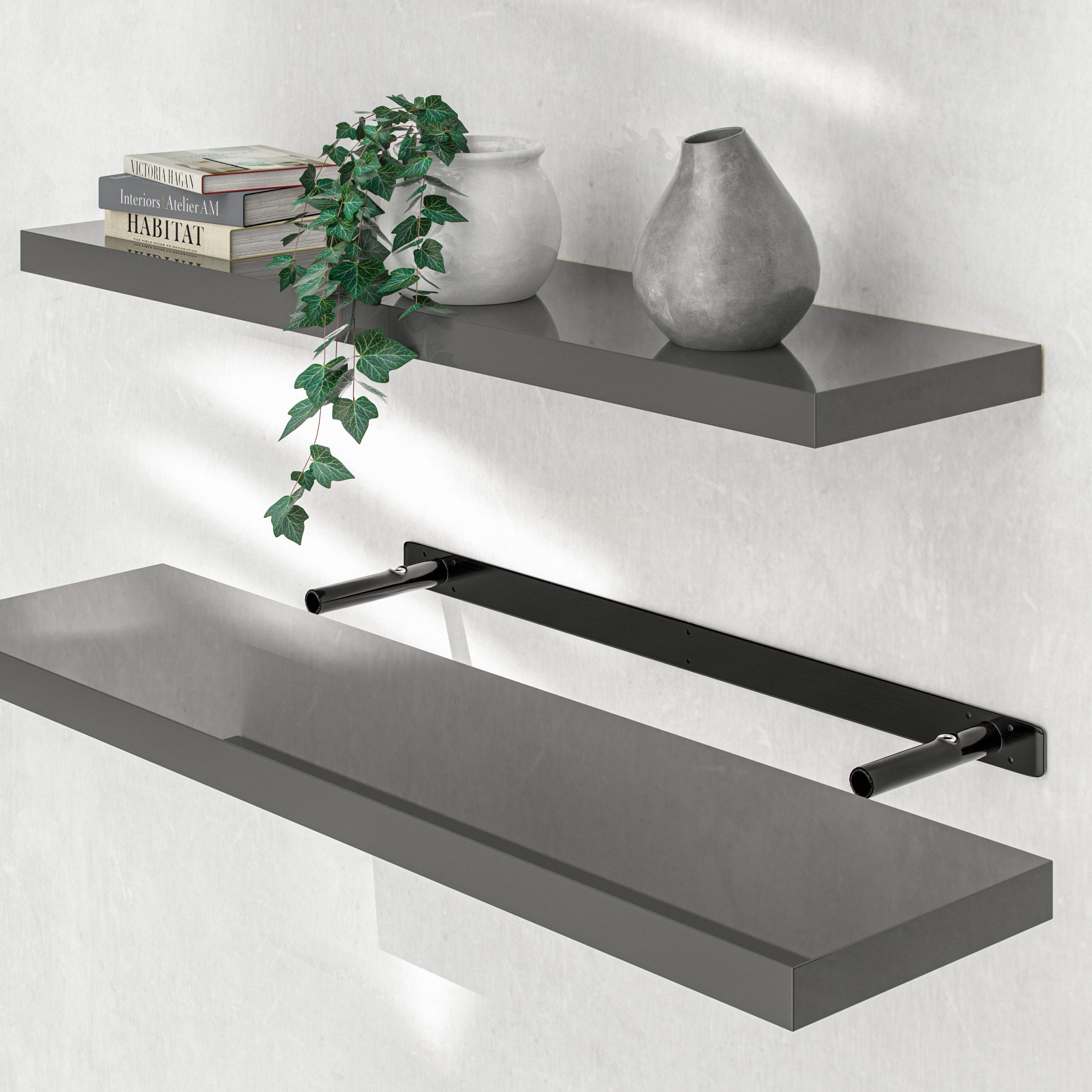 Casaria Wandboard, Grau Hängeregal mit Halterung 15kg Tragkraft Küche Hochg günstig online kaufen