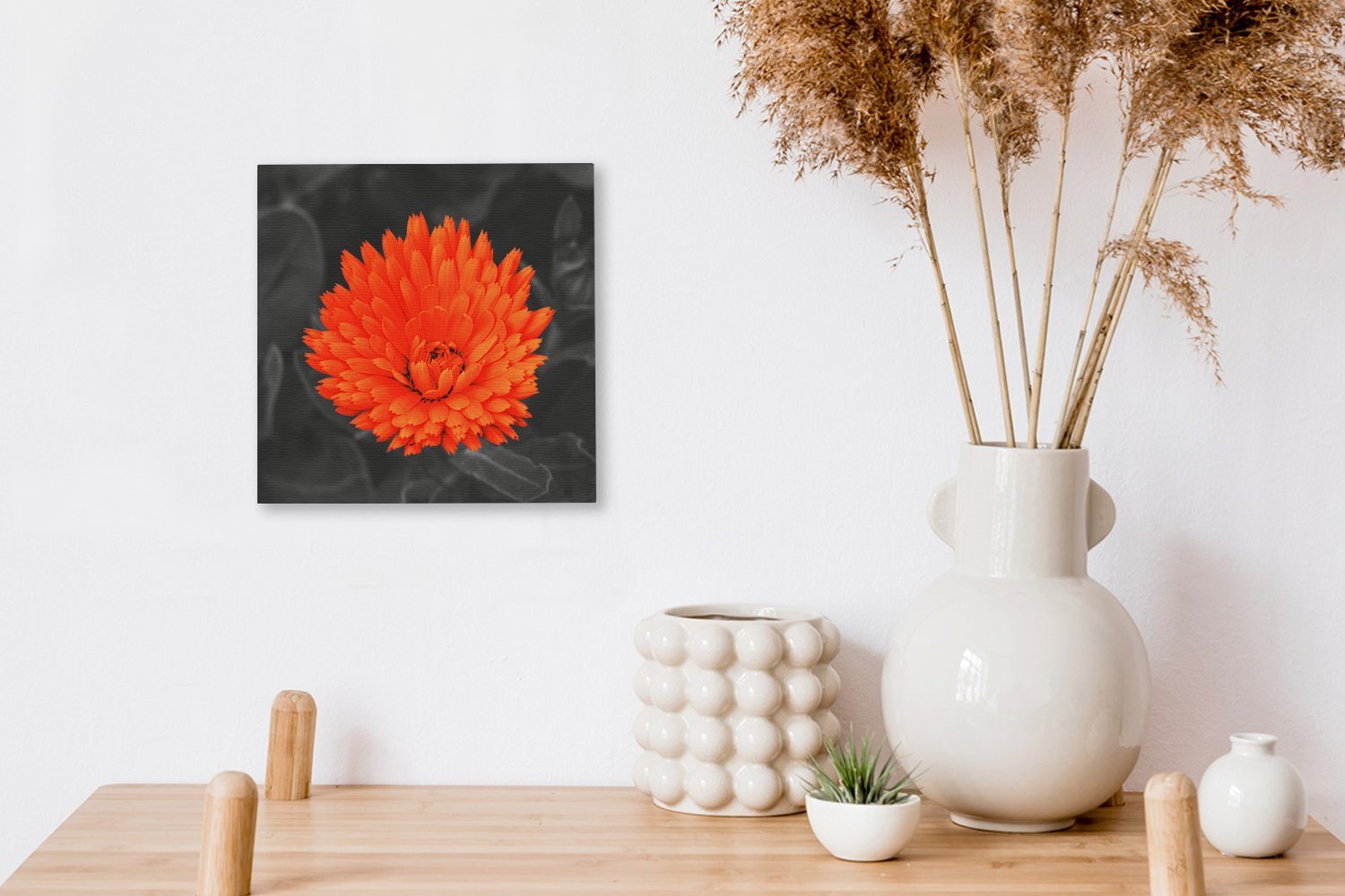 Blumen OneMillionCanvasses® St), Wohnzimmer Leinwand Orange (1 für Weiß, Schlafzimmer Leinwandbild - Bilder Schwarz - -