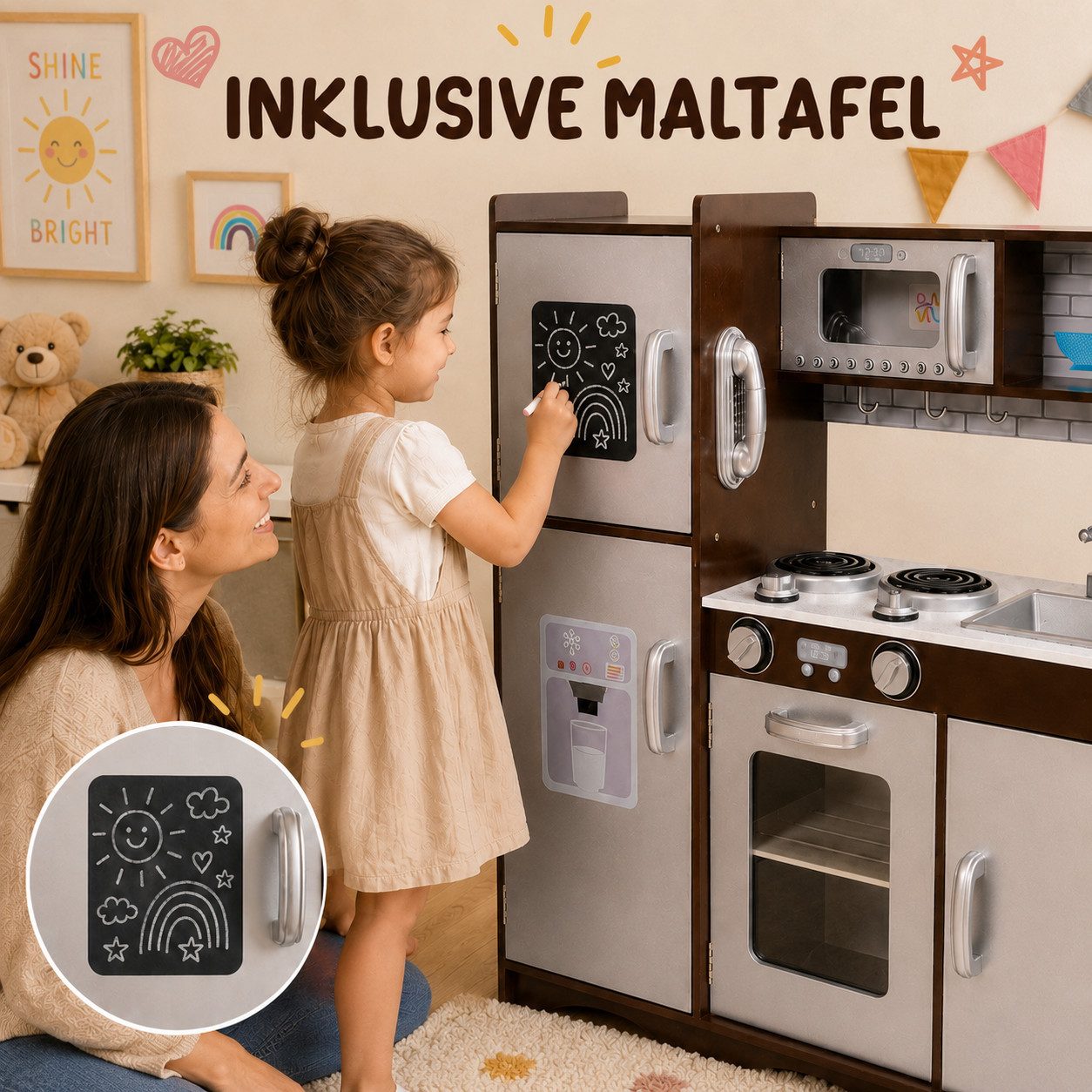 Baby Vivo Spielküche Kinderküche aus Holz - Toni in Braun