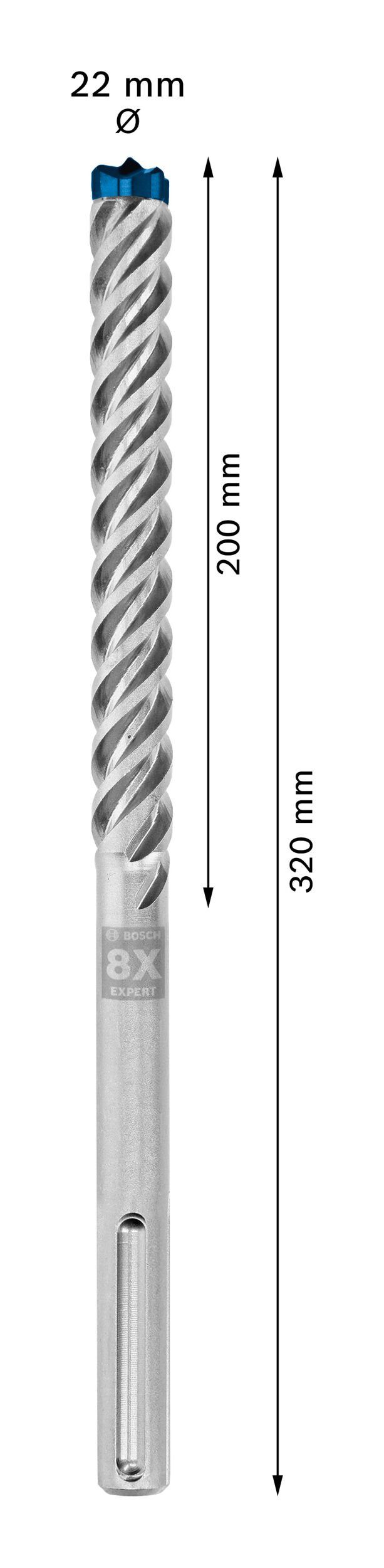 Hammerbohrer BOSCH SDS x x 200 Expert max-8X, 22 - mm 320 Universalbohrer