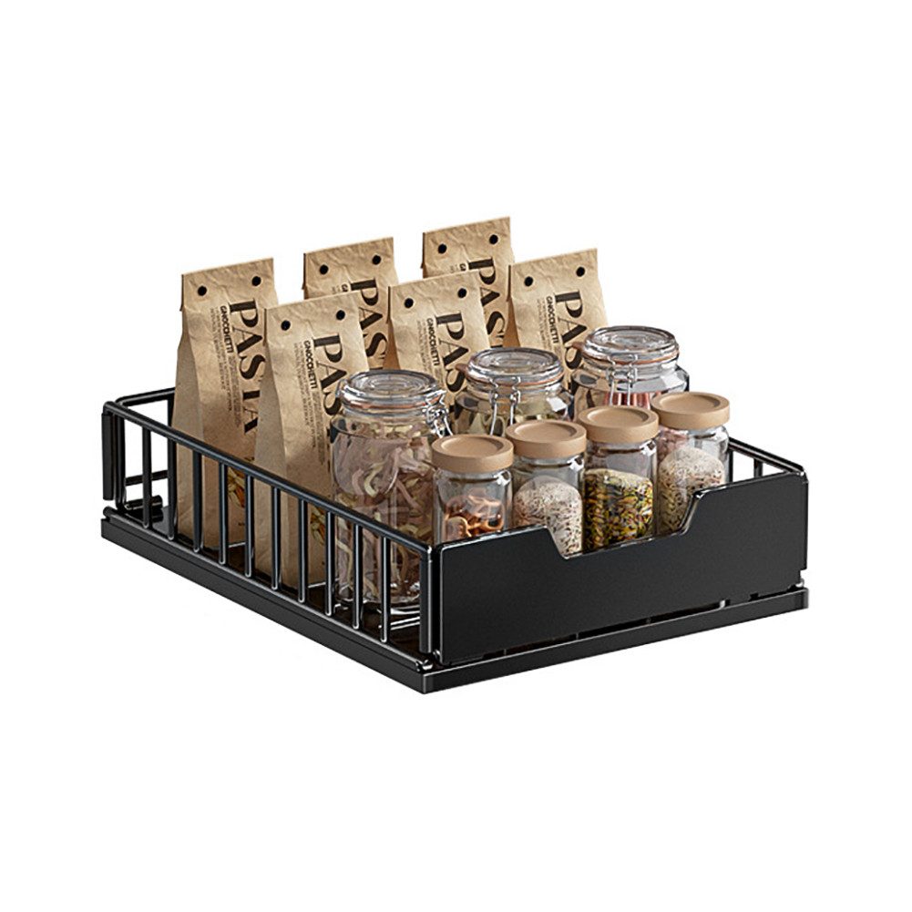 GarveeMore Küchenorganizer-Set Metall Ausziehbare Schubladen für Küchen Schrank-Organisator Ausziehen, H18/11CM W30/25CM Schubladen für die Vorratskammer Badezimmer-Schrank