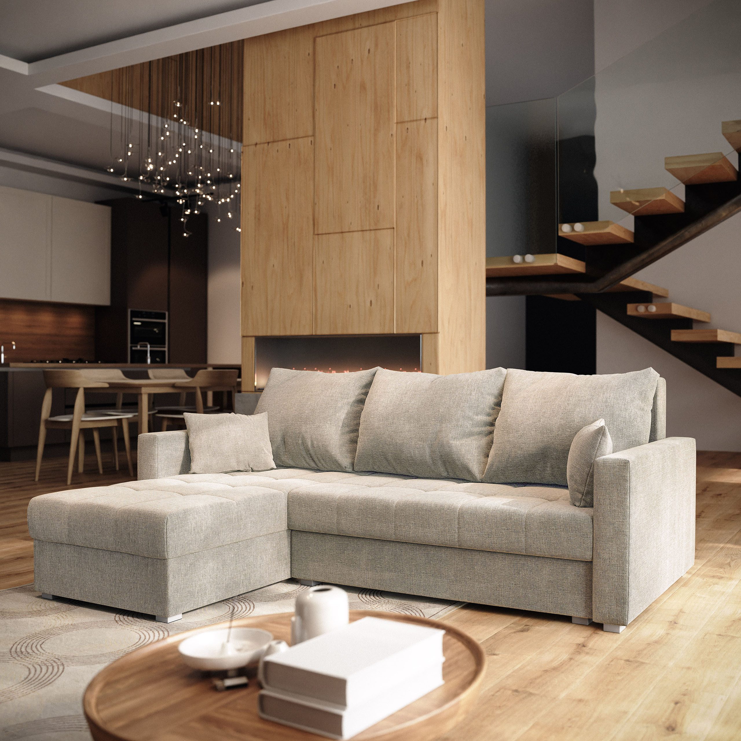 Masseno Ecksofa NIDA mit Schlaffunktion L-Form, Sofa mit Bettkasten günstig online kaufen