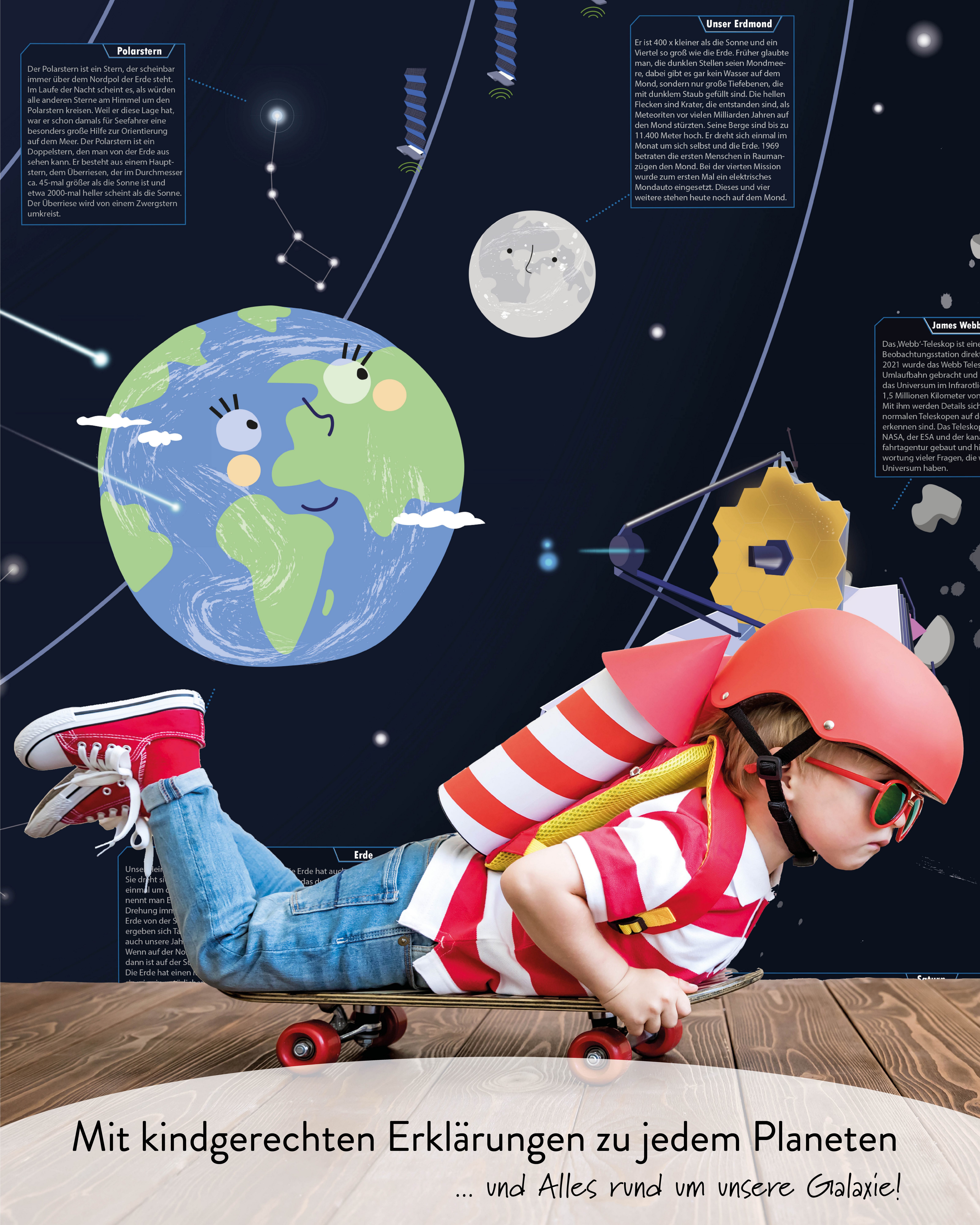 Close Up Poster Universum für Kinder 250 gr. Papier, 140 x 100 cm 140 x 100