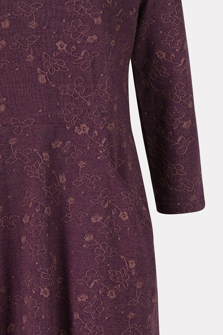 Himalaya Clothing Tunika Kleid mit floralem Jacquardmuster - Jerseykleid aus Bio-Baumwolle Elegantes Kleid Damen mit lockerer Passform