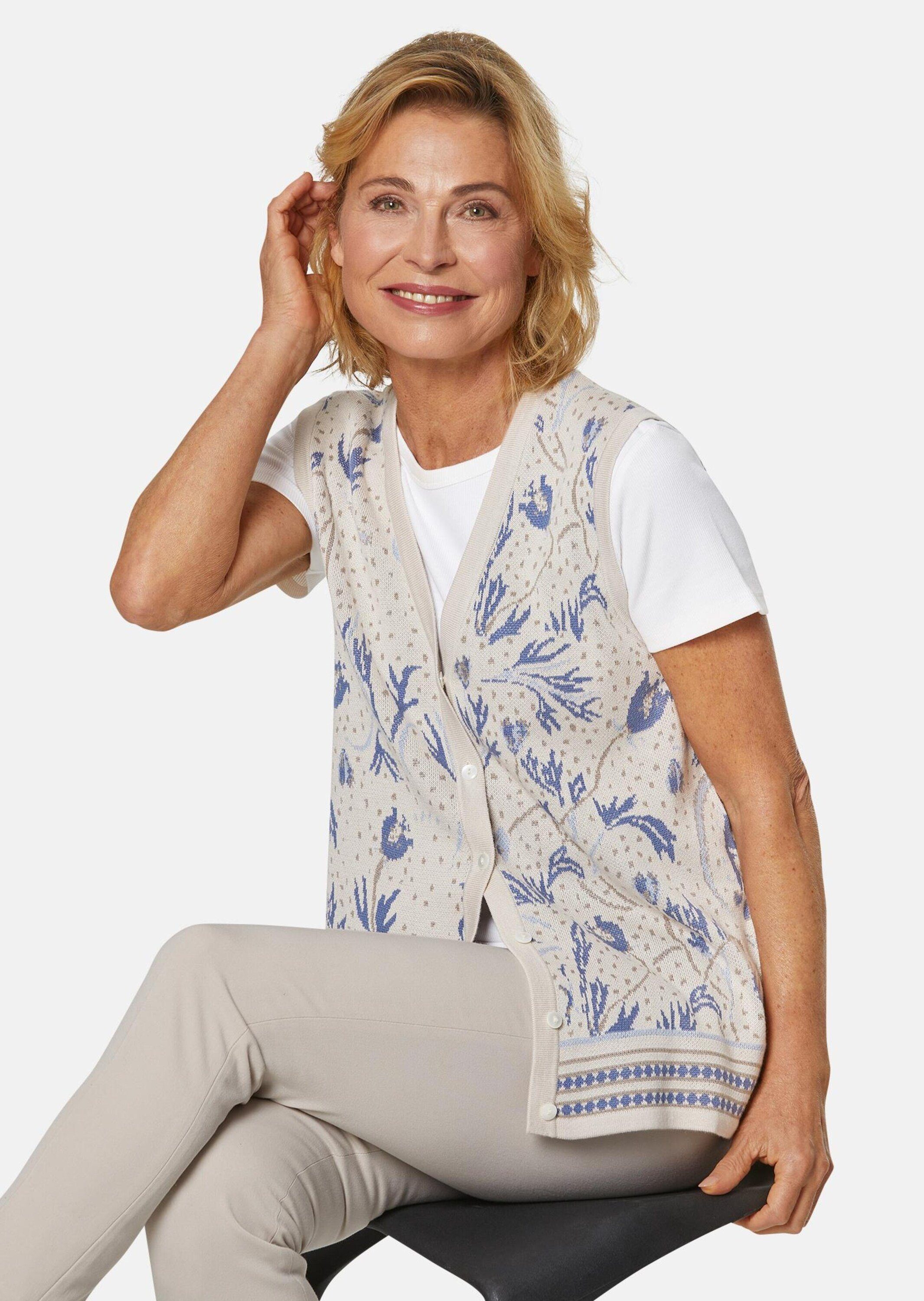 GOLDNER Strickweste Kaschierende Jacquard-Strickweste in hochwertiger Qualität