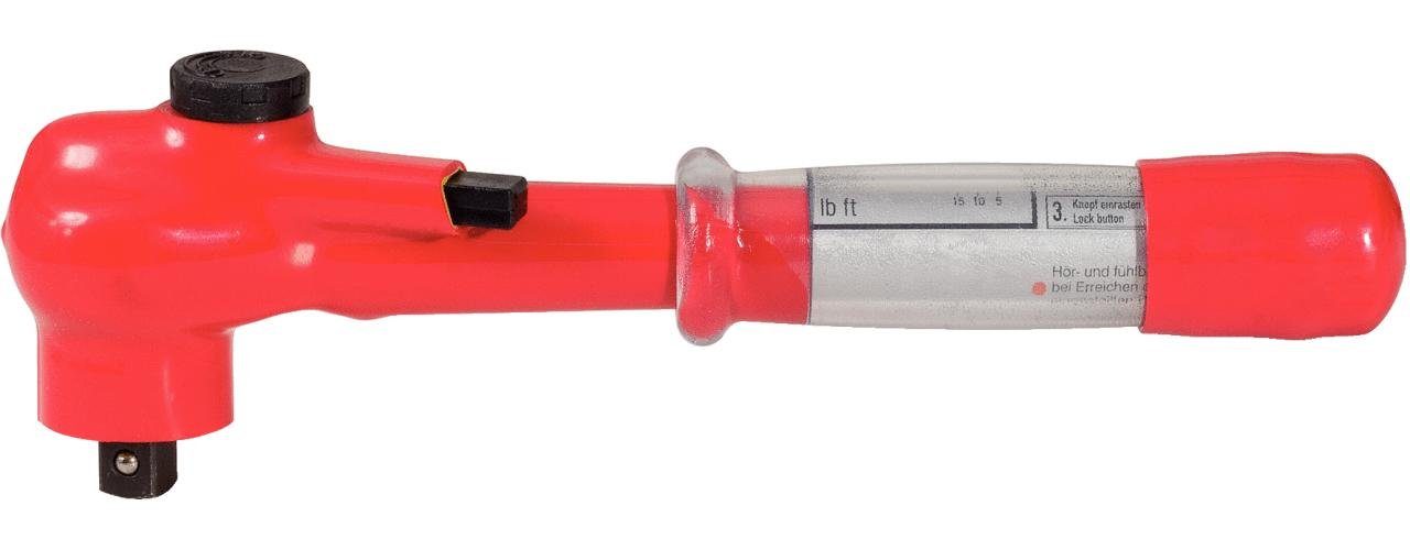 Drehmomentschlüssel Umschalt-Ratschenkopf, Steckschlüssel 1/2" mit Tools KS Schutzisolierung 5-25Nm und