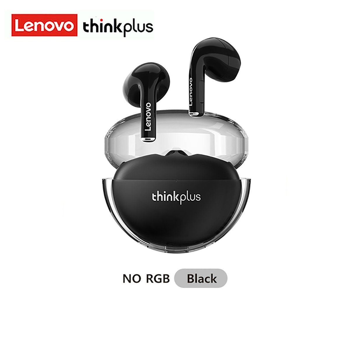 Lenovo LP80 Pro mit Touch-Steuerung Bluetooth-Kopfhörer (True Wireless, Siri, Google Assistant, Bluetooth 5.3, kabellos, Stereo-Ohrhörer mit 280 mAh Kopfhörer-Ladehülle - Schwarz)