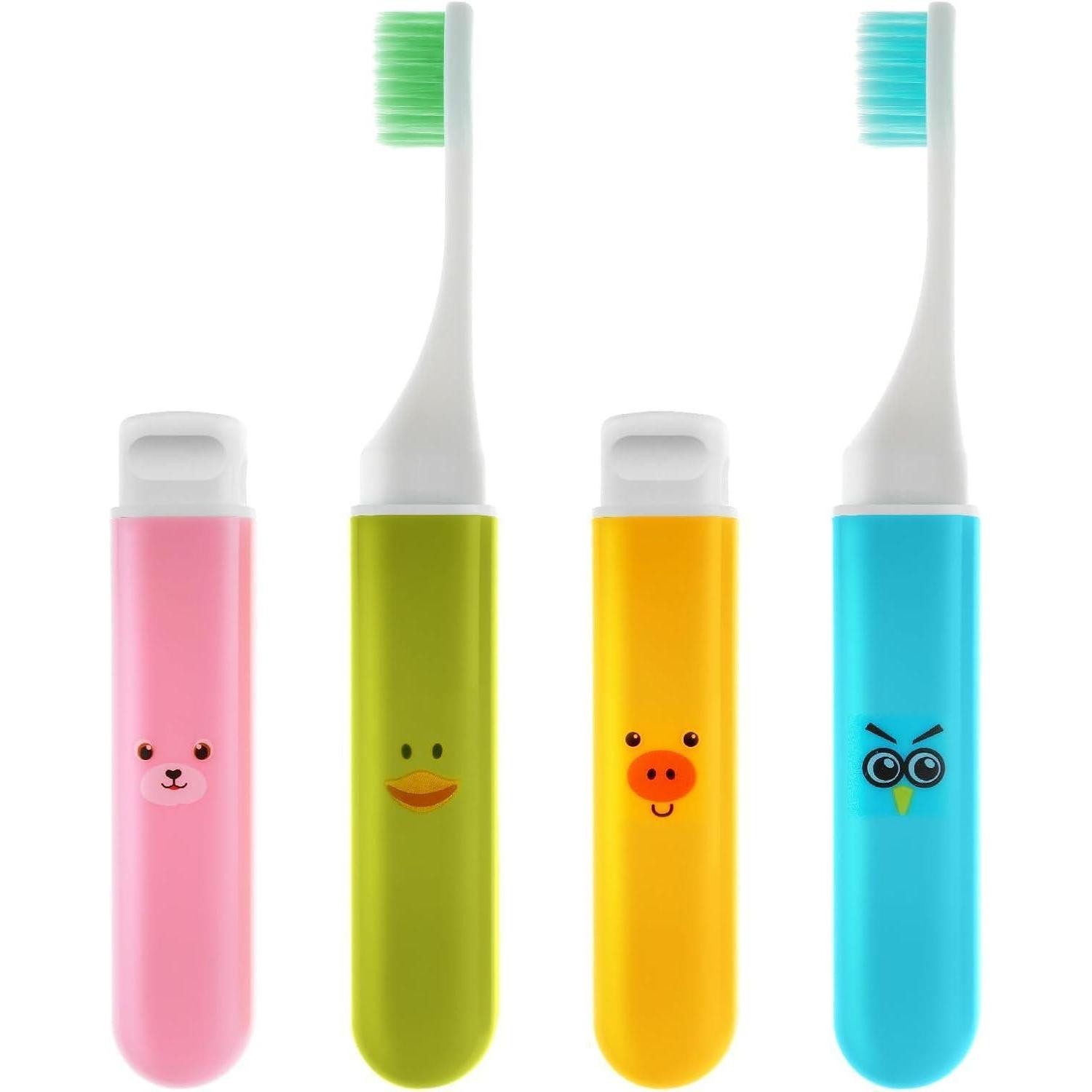 WLLHYF Zahnbürste 4er Set Mini-Zahnbürsten für Kinder mit Etui, niedliche
