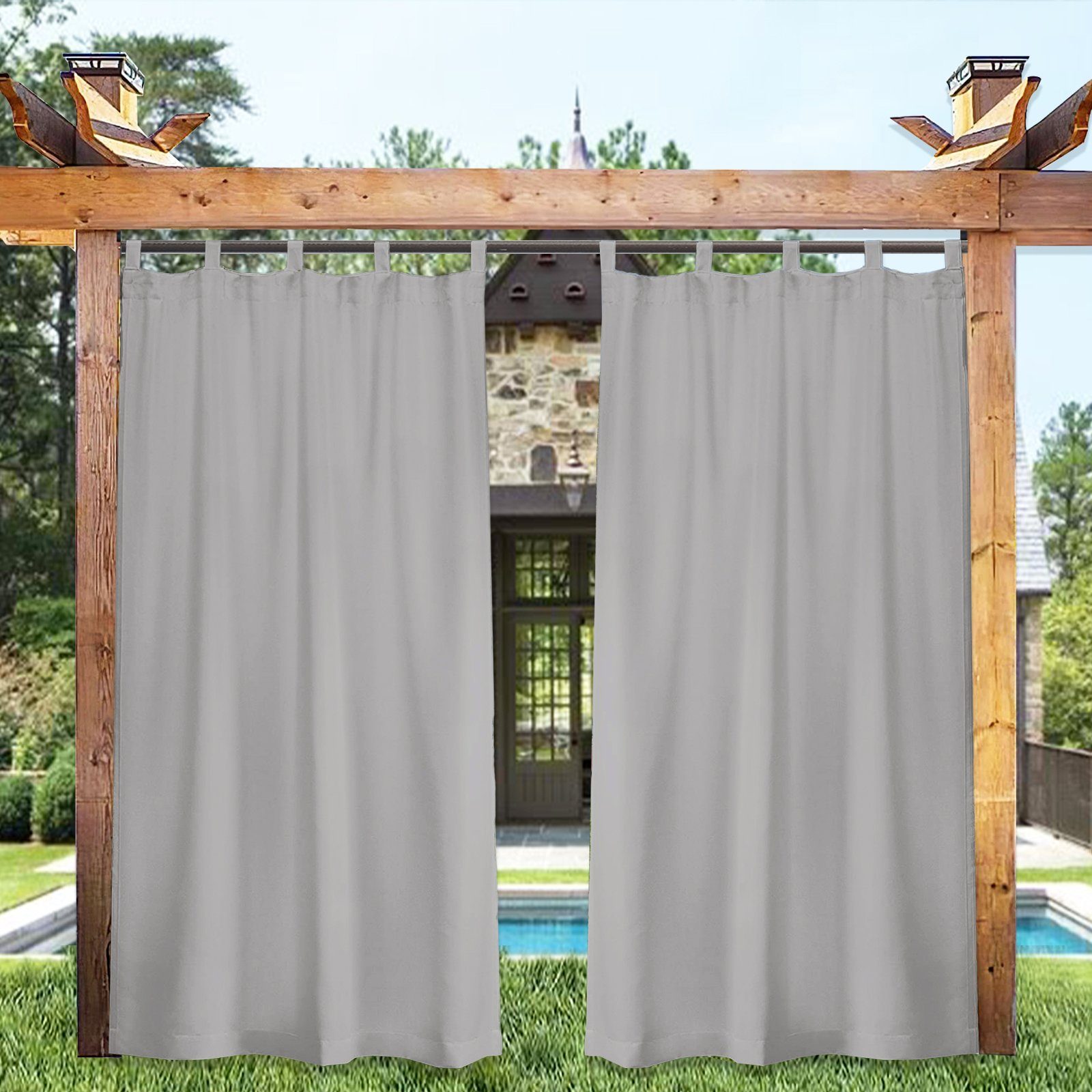BTTO V&G Gardine Outdoorgardine Blackout Vorhang Wasserdicht (2 St), Lichtschutz, Balkon Vorhang mit Magic Tape