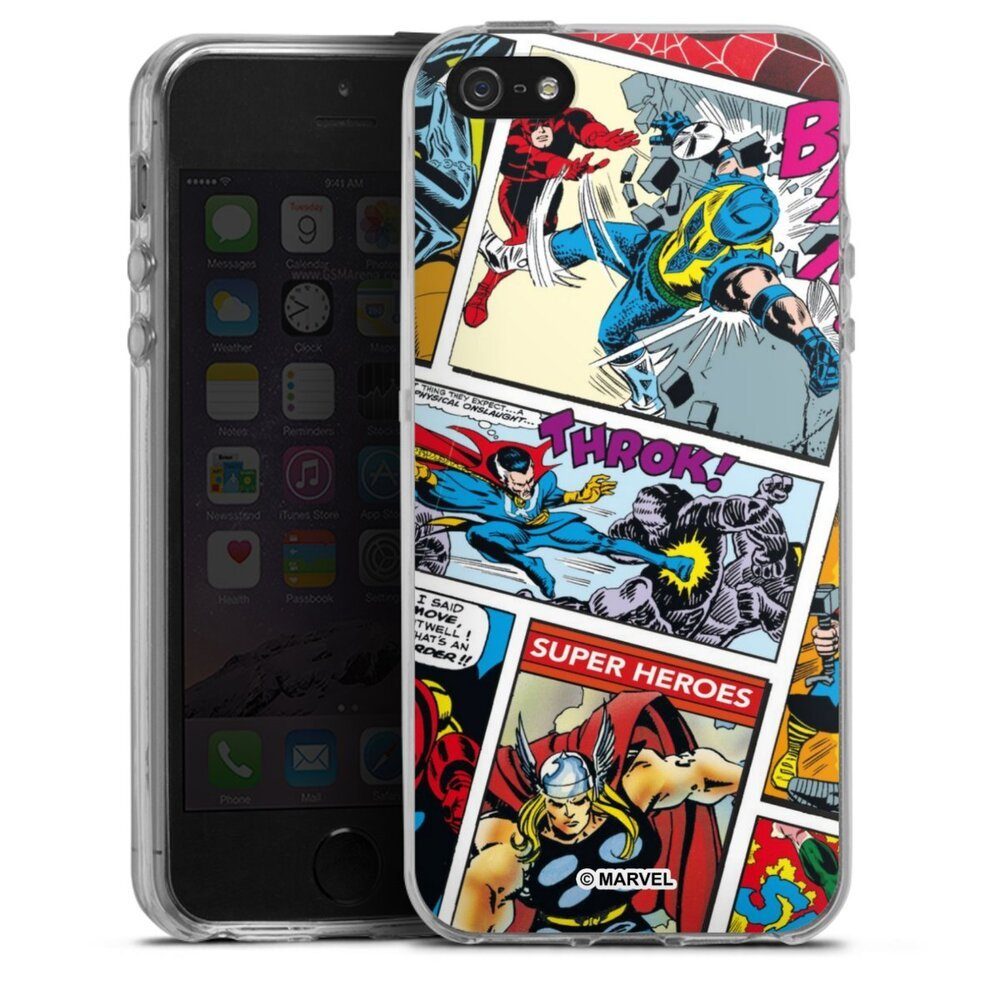 DeinDesign Handyhülle Marvel Retro Comic Blue, Apple iPhone 5 Silikon Hülle Bumper Case Handy Schutzhülle