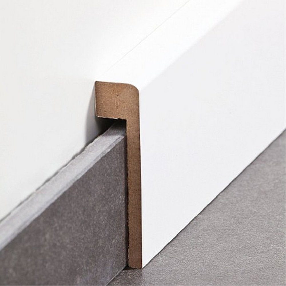 PROVISTON Sockelleiste MDF, 19 x 80 x 2500 mm, Weiß, Fliesen Abdeckleiste bis 65 mm Höhe