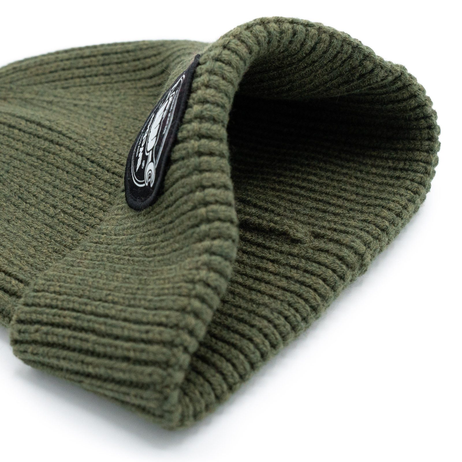 Weber GmbH Beanie Weber #Werkeholics Beanie grün (1-St) mit Logo, grün, mit breitem Umschlag