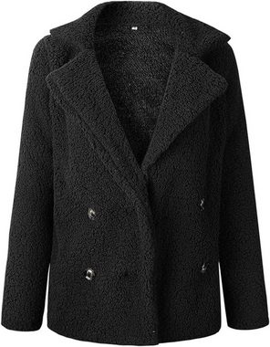 RUZU UG Anorak Wolljacke mit Langen Ärmeln und Anzug Kragen für Damen Cashmere Jacke (1-St)