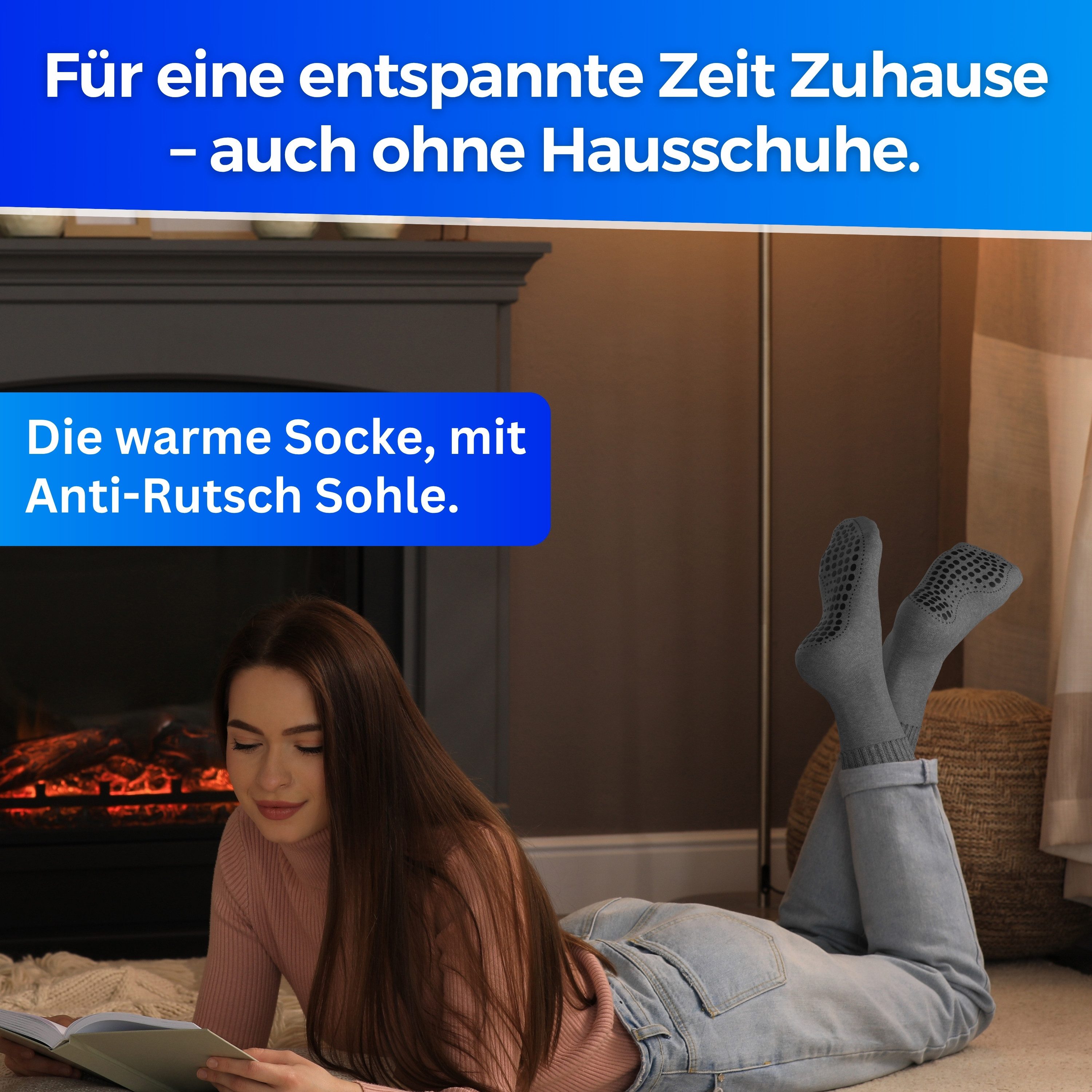 MEDOLY ABS-Socken Stoppersocken mit Wolle (2 Paar) Thermo Wintersocken für Damen & Herren mit Vollfrottee