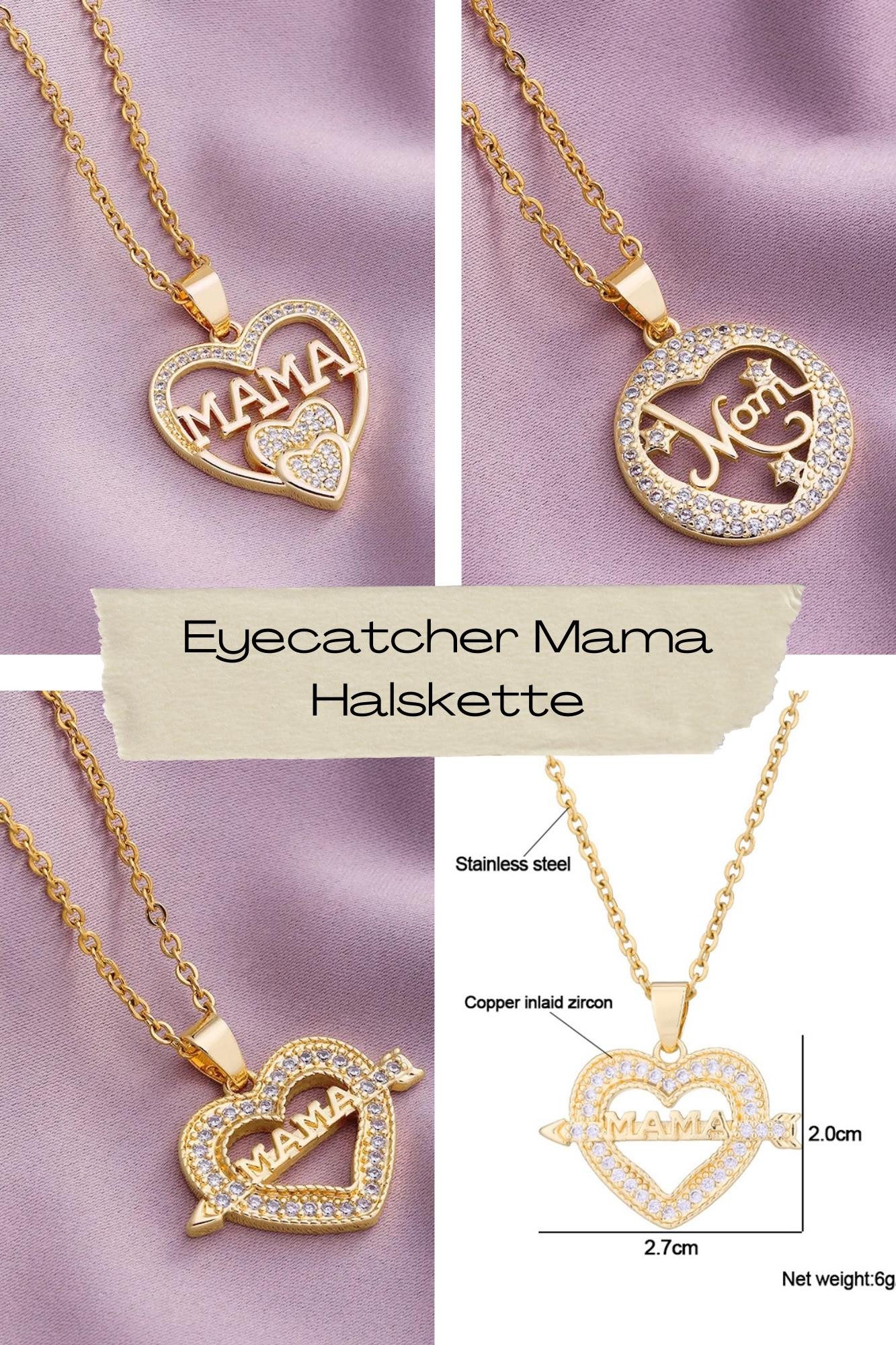 Eyecatcher Edelstahlkette Mama Mom Halskette vergoldet Muttertagsgeschenk Pfeil Herz Mama Liebe (kein Set)