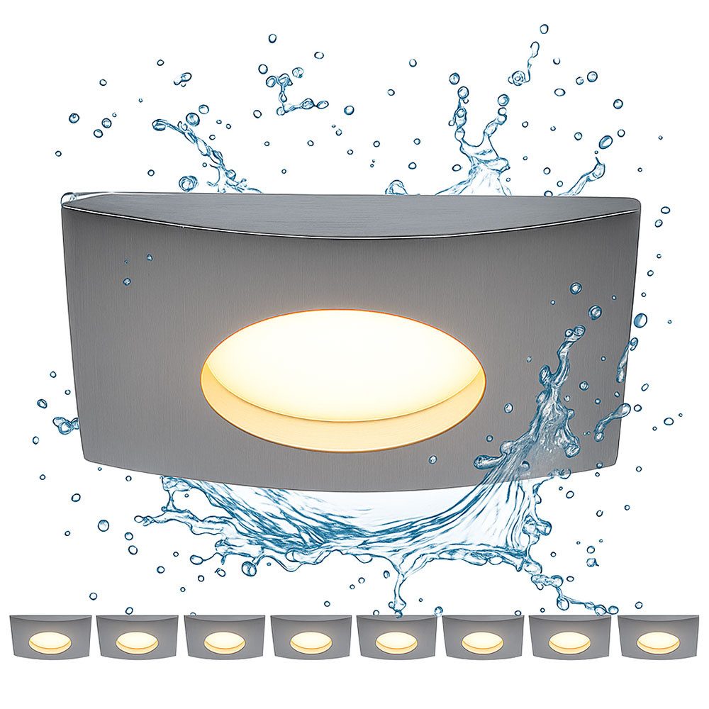 etc-shop LED Einbaustrahler, LED-Leuchtmittel fest verbaut, Warmweiß, Einbaustrahler Deckenlampe Einbauspot weiß dimmbar LED L 8 cm 8er Set
