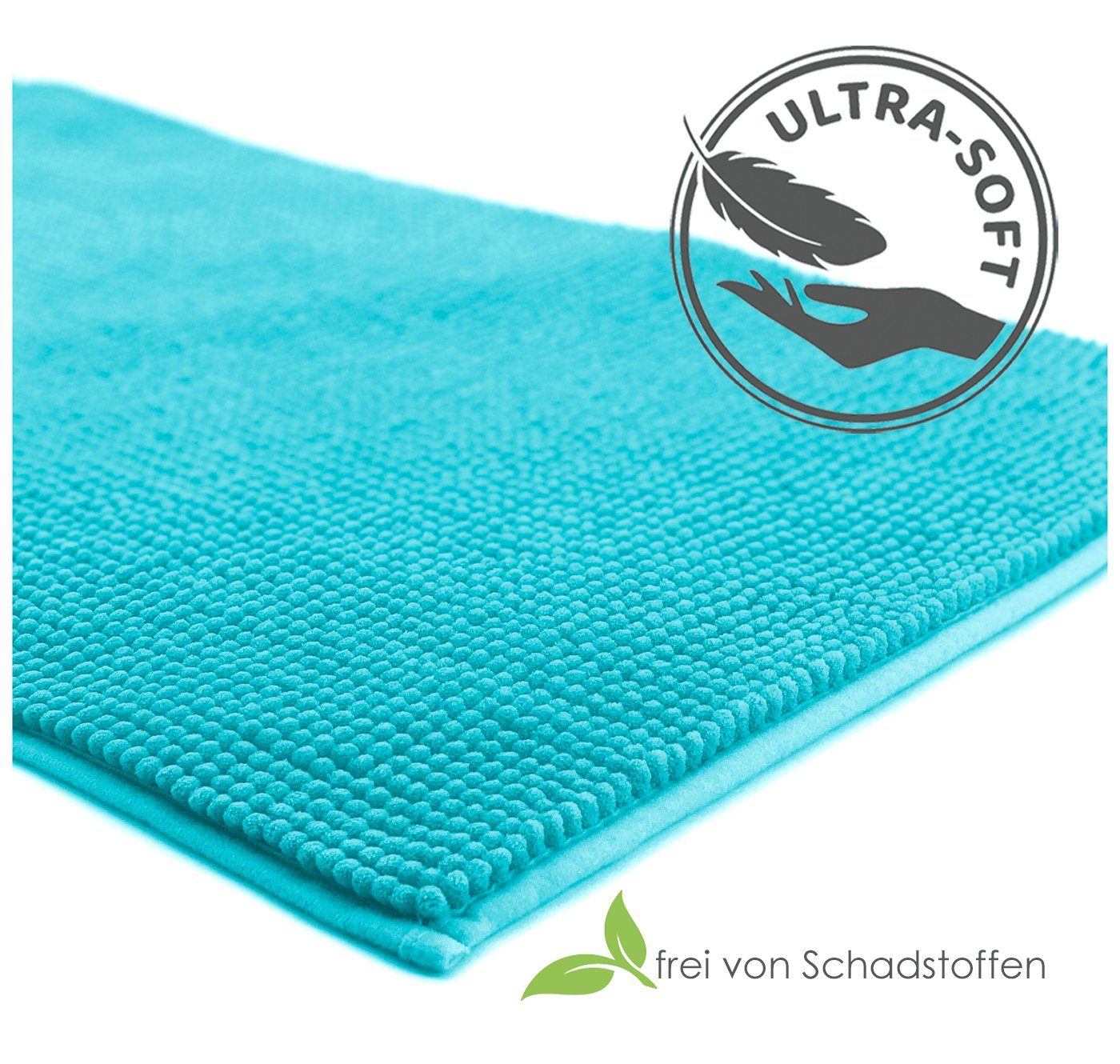 heimtexland Badematte Badvorleger Chenille Badteppich Duschvorleger, rutschhemmend beschichtet, Fußbodenheizung geeignet, schnell trocknend, strapazierfähig, fu – Bild 4 von 5