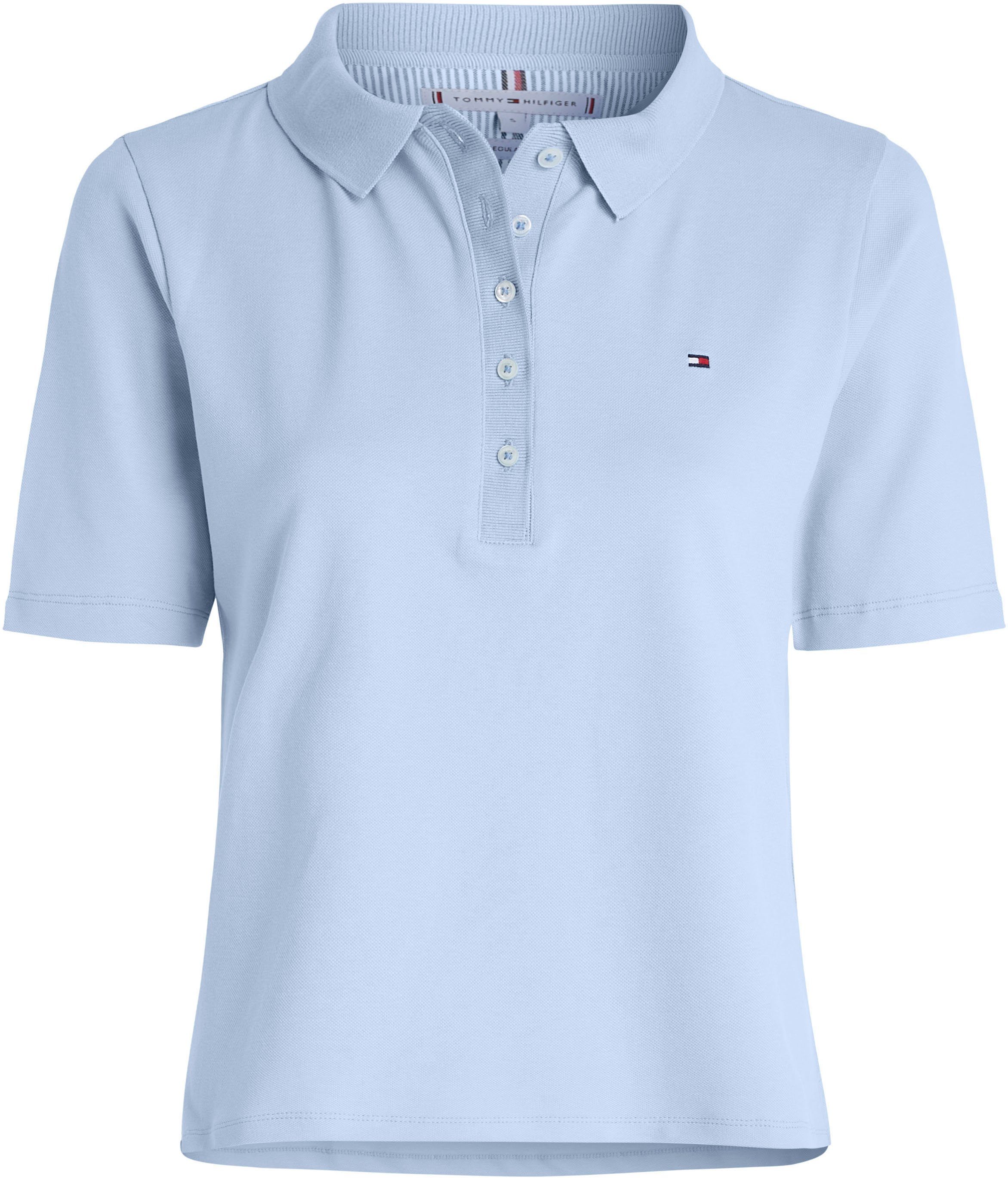 Tommy Hilfiger Poloshirt 1985 Logostickerei PIQUE mit Well_Water Tommy SLIM SS Hilfiger dezenter POLO