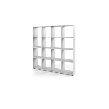 Melko Raumteilerregal Raumtrenner Regalwand Holzregal in Weiß mit 16 Fächer Bücherschrank Kinderregal, Stück, Melaminbeschichtet