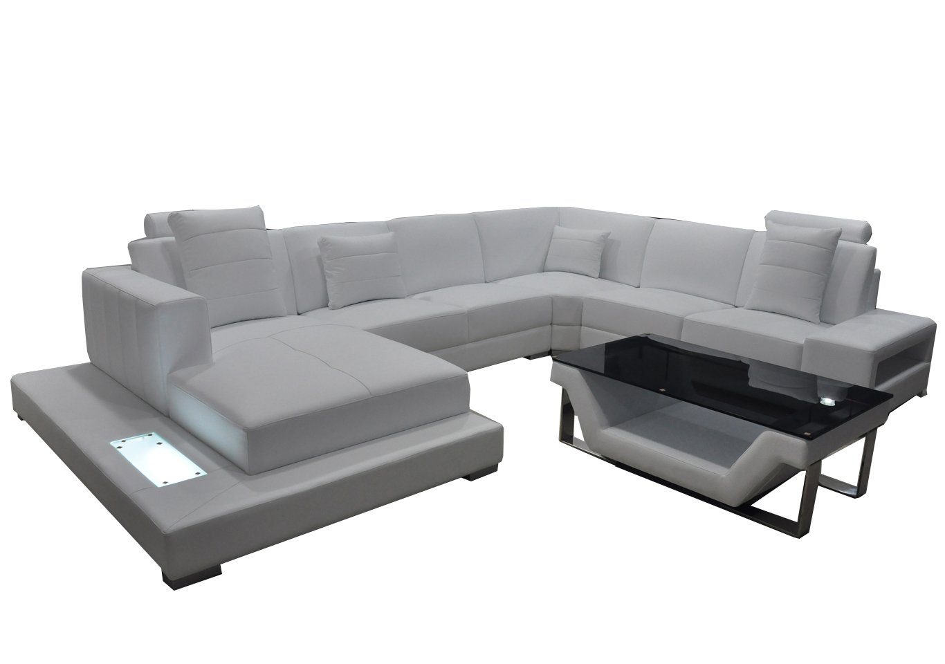 JVmoebel Ecksofa Eck Leder Sofa Couch Polster Ecke Sitz U Form Wohnlandschaft Design