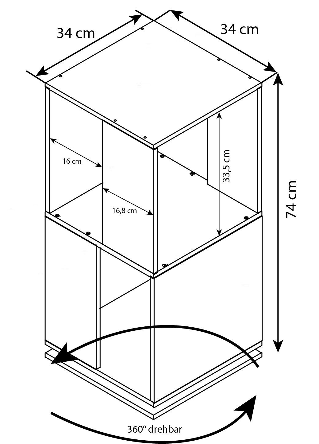 1-tlg. Regal Stifta L, Holz drehbar Büroregal Aktenregal VCM Sonoma-Eiche Aktenregal