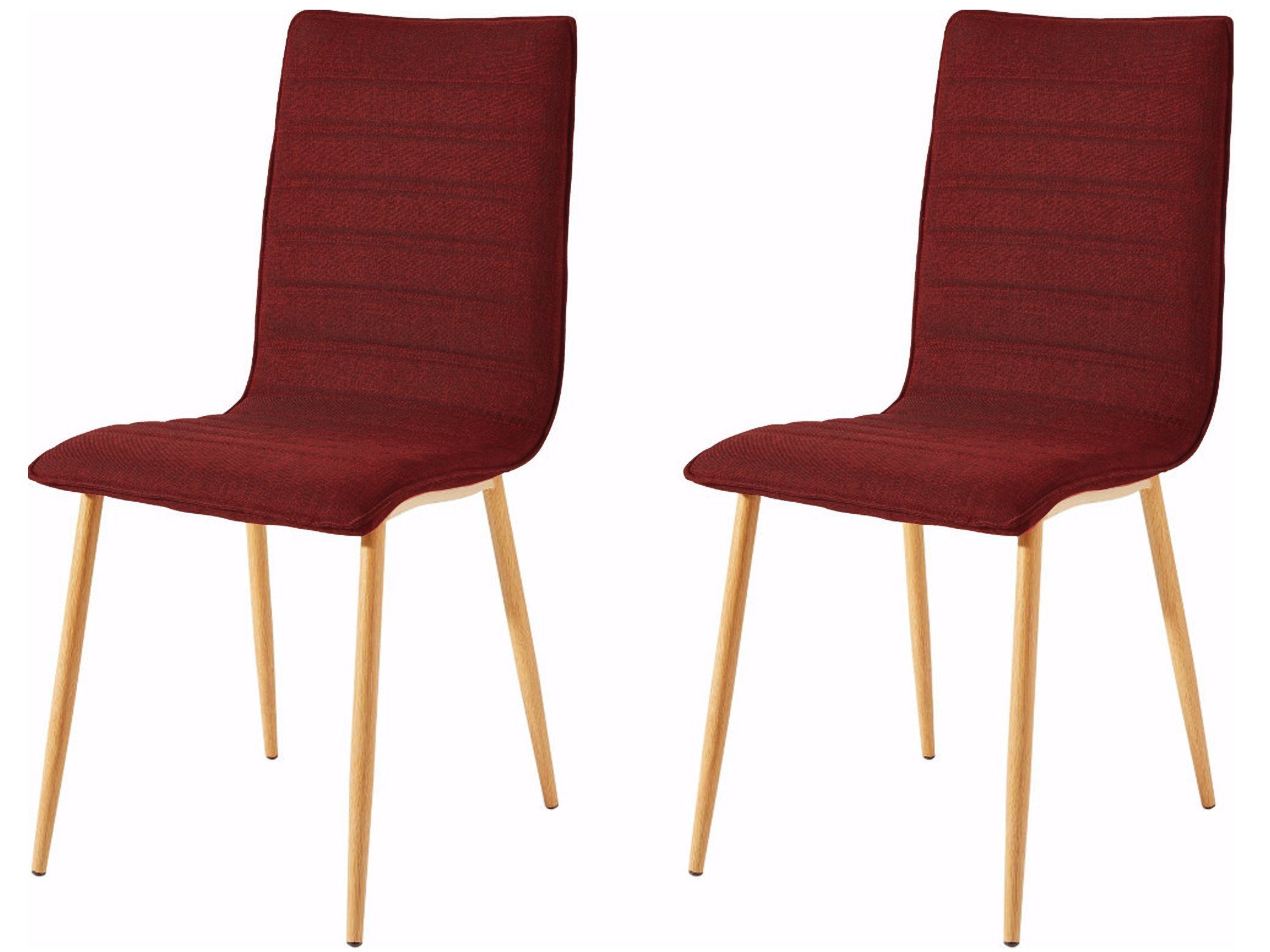 loft24 Esszimmerstuhl Porter (2er-Set), mit Metallbeinen in Holzoptik, Sitzhöhe 45 cm rot | Stühle