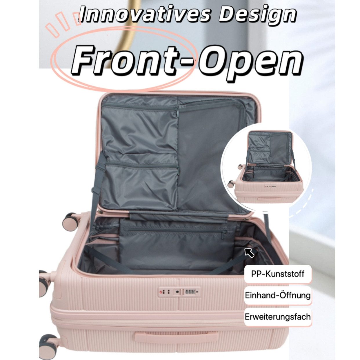 Super Solu Hartschalen-Trolley Erweiterbarer Hartschalenkoffer, Frontöffnun günstig online kaufen