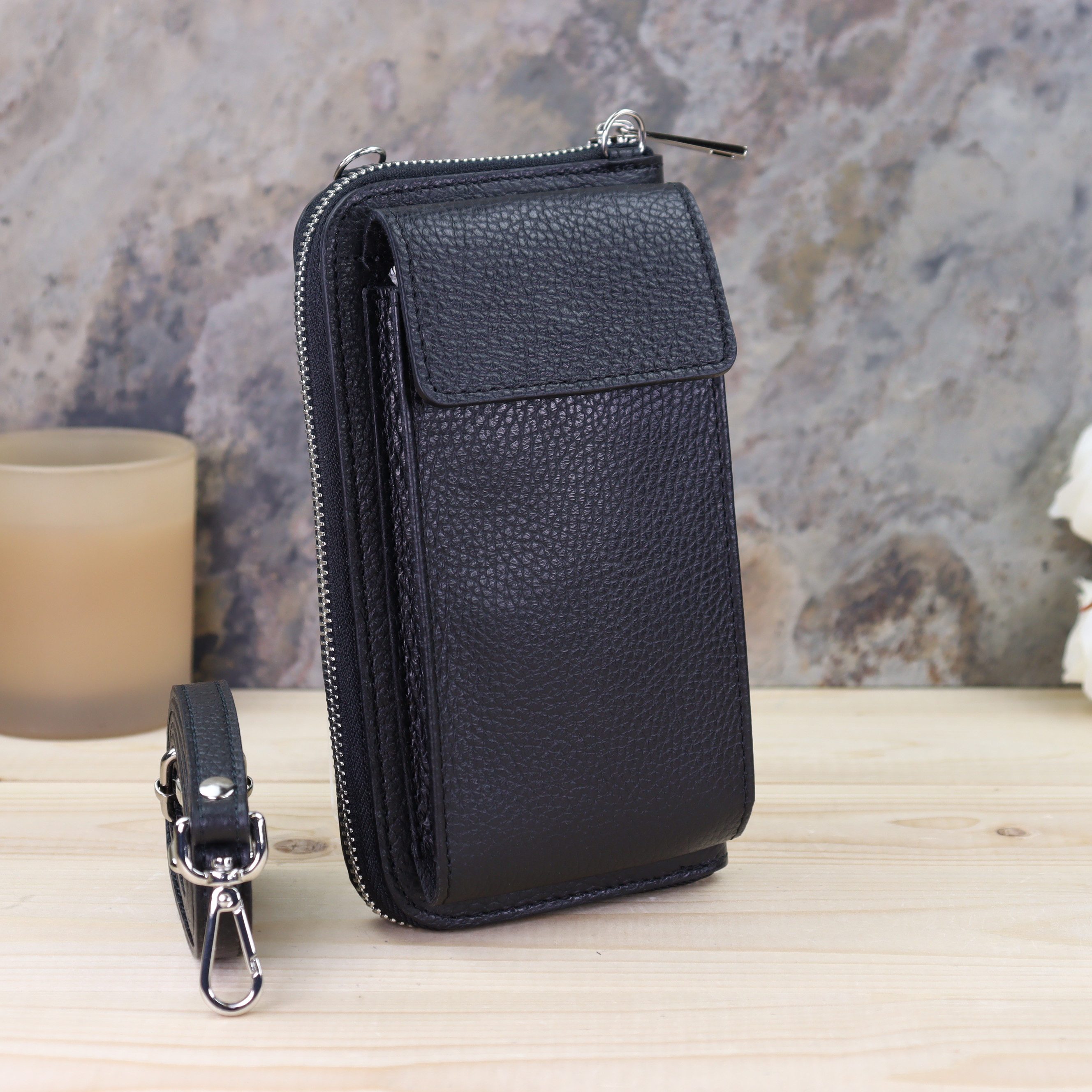 Blade Schultertasche Handytasche Damen Kleine Umhängetasche aus Echtleder Made in Italy