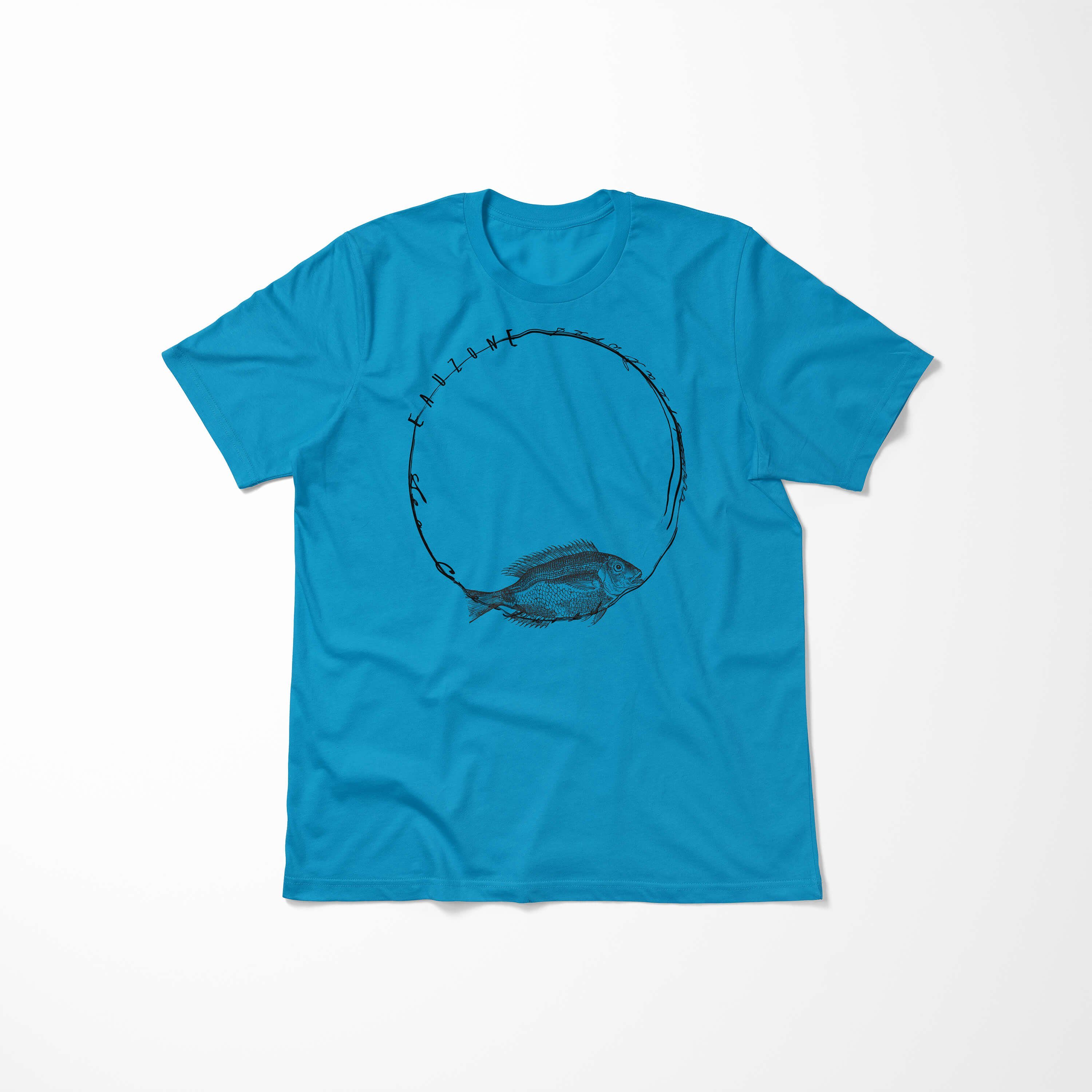 Sinus Art T-Shirt Schnitt sportlicher Sea Atoll T-Shirt Sea Tiefsee Creatures, Struktur 037 und Fische / feine - Serie