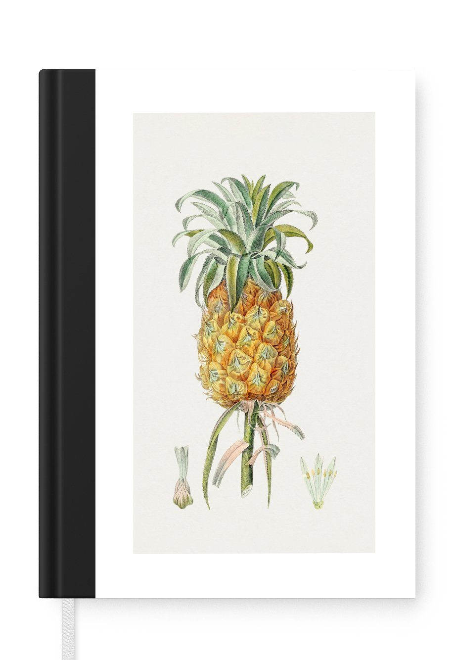 MuchoWow Notizbuch Ananas - Obst - Lebensmittel, Journal, Merkzettel, Tagebuch, Notizheft, A5, 98 Seiten, Haushaltsbuch
