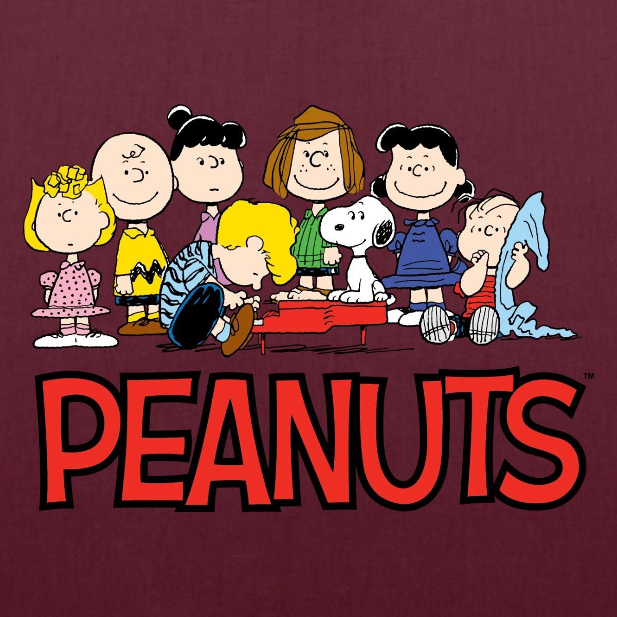 Spreadshirt Henkeltasche Peanuts Snoppy Und Friends Stoffbeutel (1-tlg)
