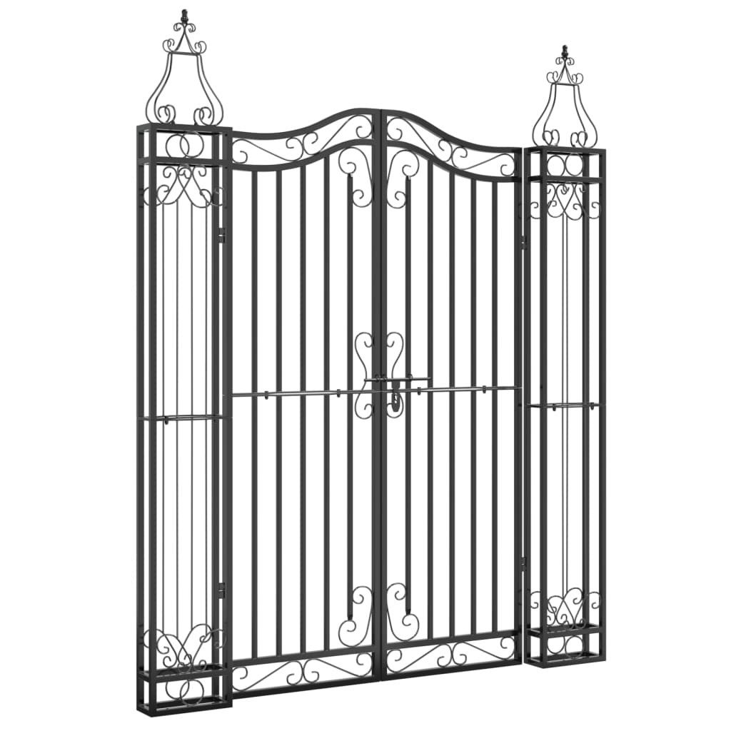 Gartentor 121 x 8 x 150 cm Gartentor Schwarz 121x8x150 cm Schmiedeeisen Abschlie