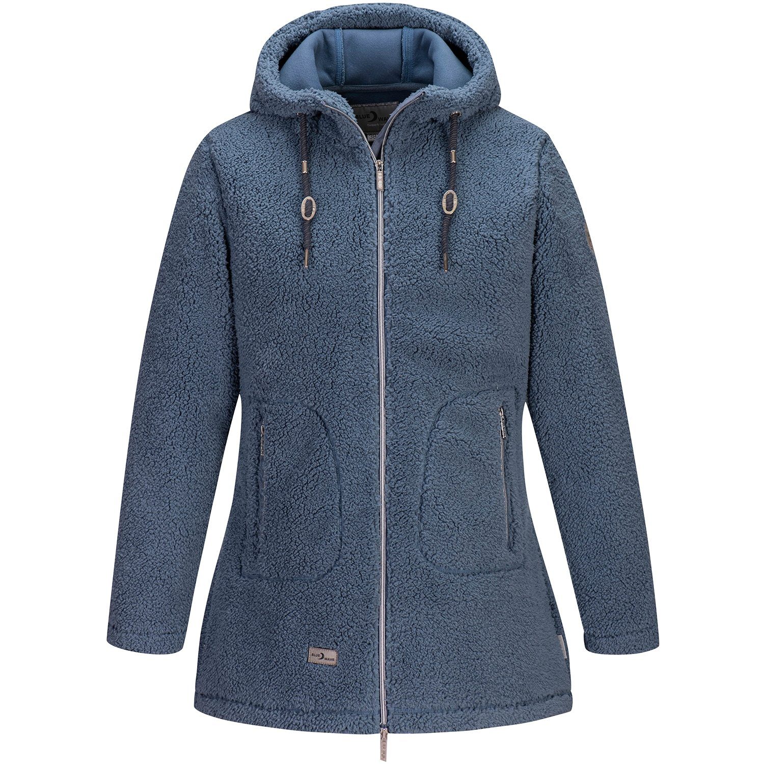 Blue Wave Fleecejacke Damen Fleecejacke Sherpa-Jacke Jara - Fleecemantel mit Kapuze steel blue