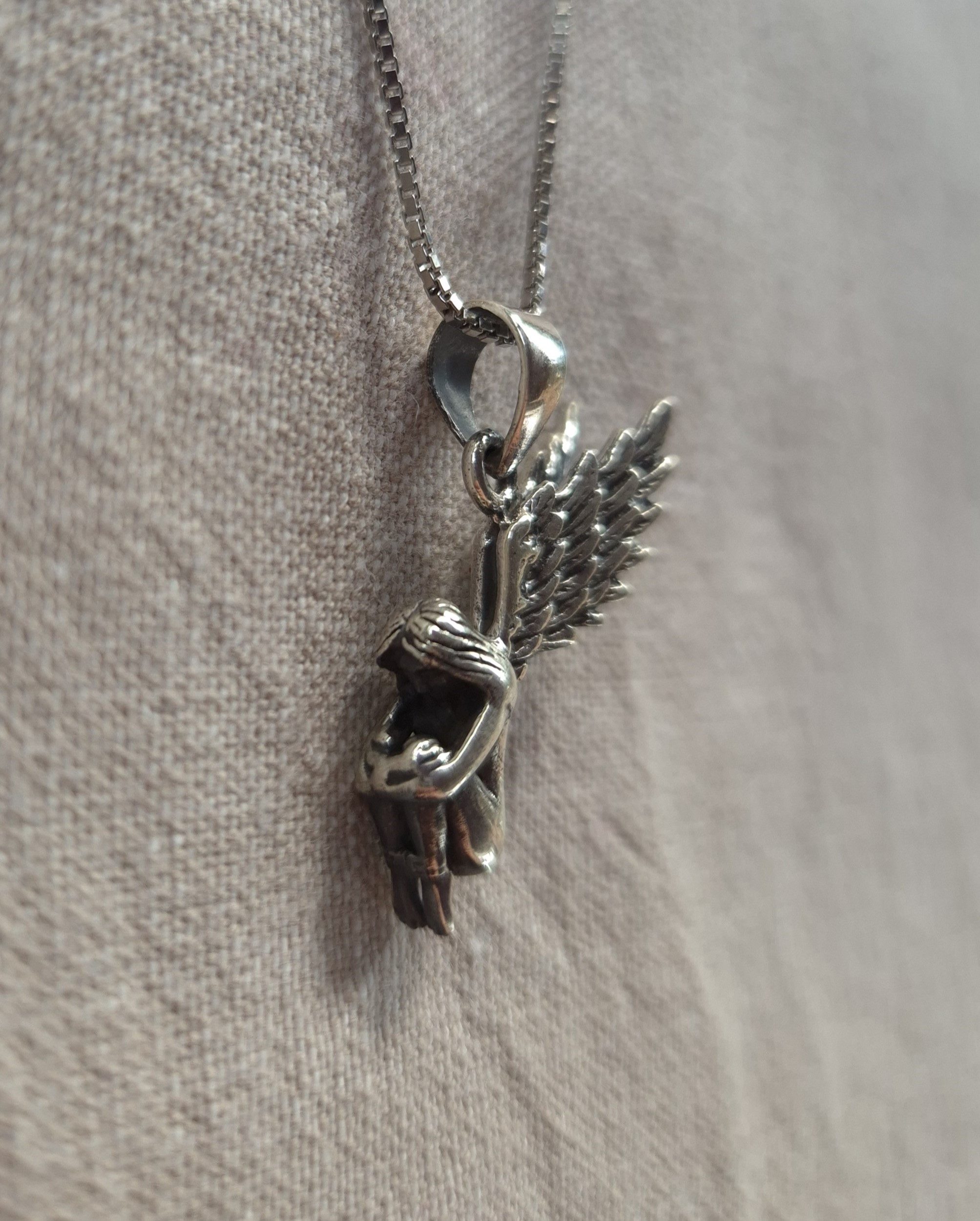 NAHLE Kette mit Anhänger Silberkette 925 Engel Silber (2-tlg)
