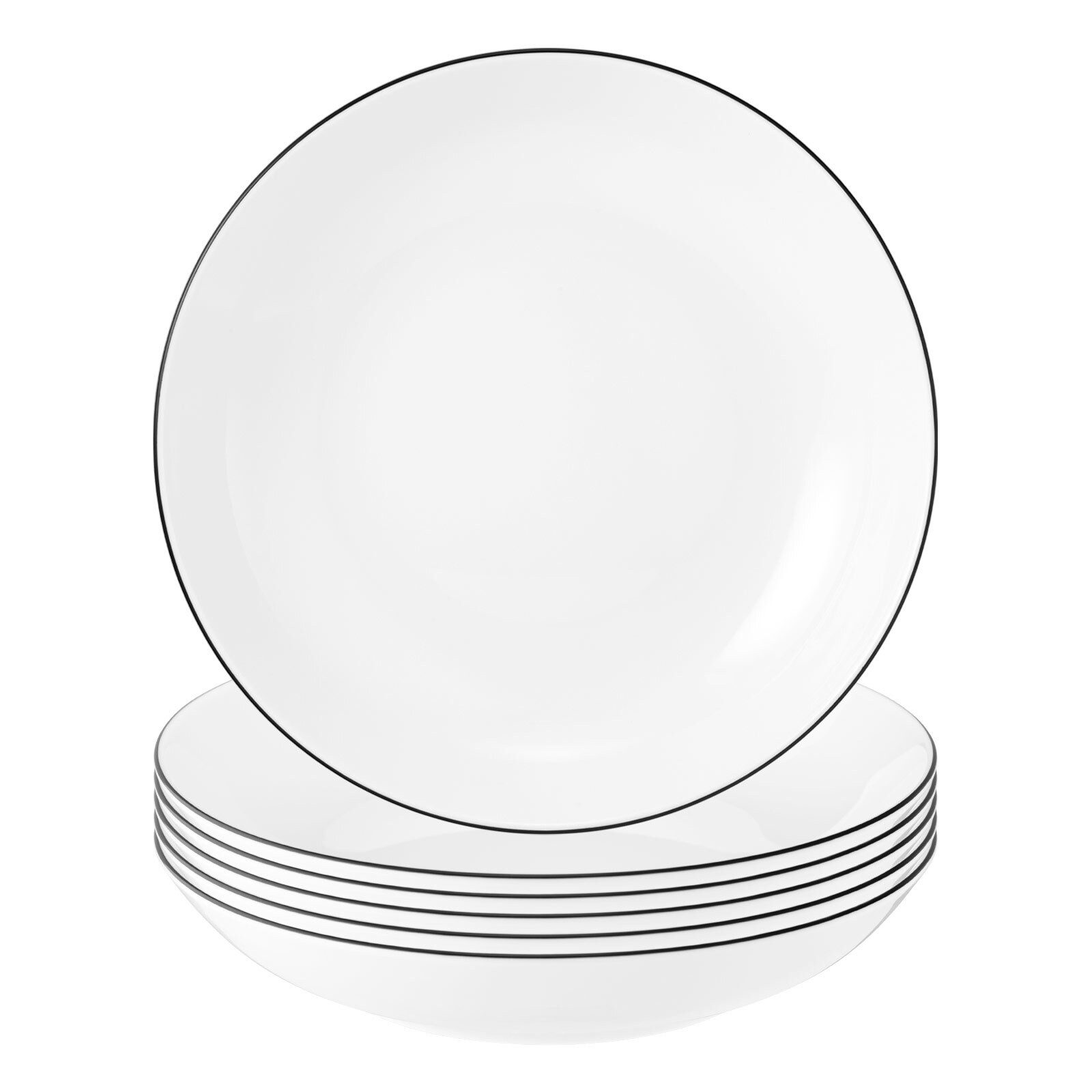 Seltmann Weiden Suppenteller Lido Black Line Suppenteller rund ø 21 cm 6er Set, (6 St)