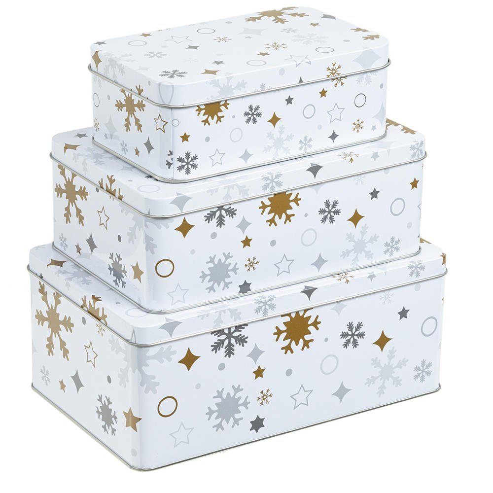 Haushalt International Keksdose, Set (3-tlg) - Rechteckig - Weihnachten - Winterzauber