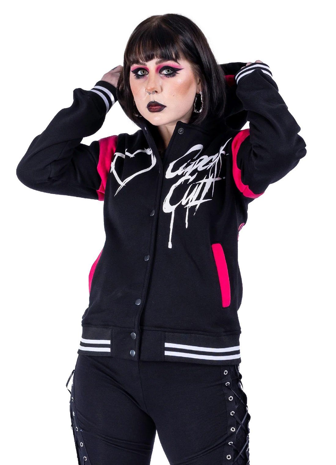 Cupcake Cult Kapuzensweatshirt Kapuzenjacke Sad But Cute Varsity Teddy Punk College Jacke