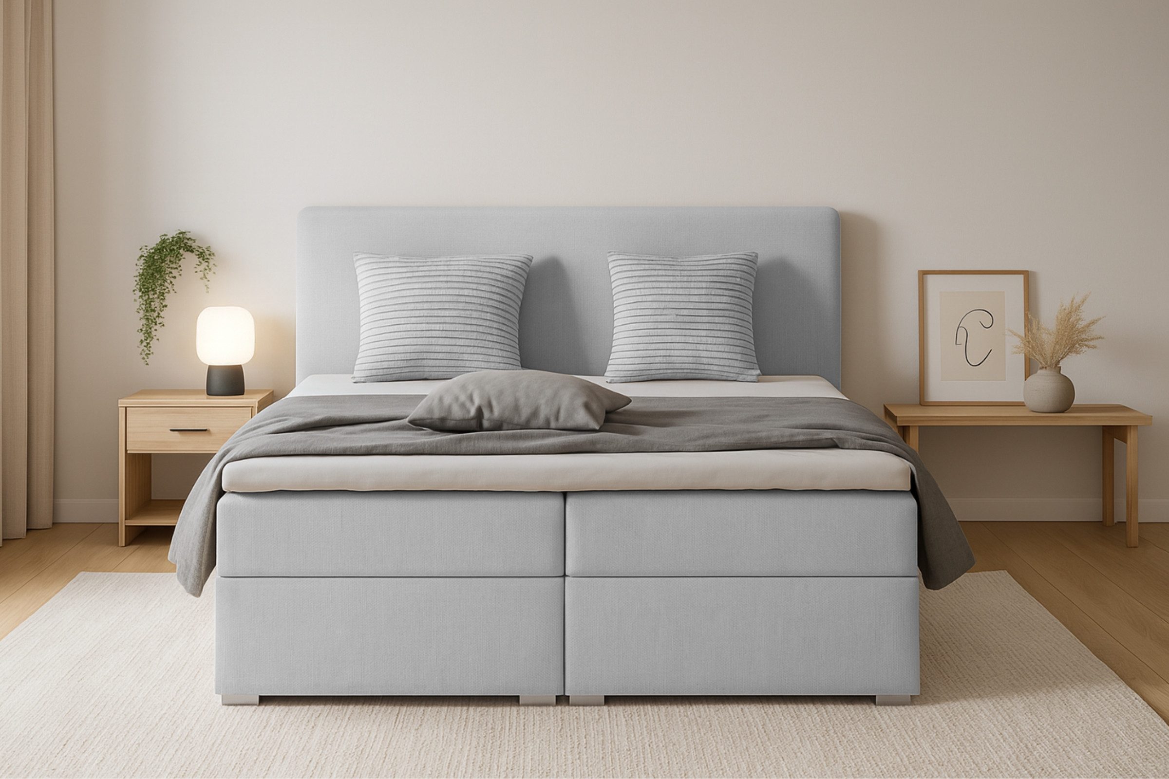Deine Möbel 24 Boxspringbett BELLO Boxspring Komplettbett Polsterbett Bonellfederkernmatratzen (Beige Creme Grau Dunkelgrau Graphit Anthrazit Schwarz, 3-St., Boxbett Velours Samt 140x200 160x200 180x200 200x200), inkl. Bettkasten Topper Matratzen H3 H4